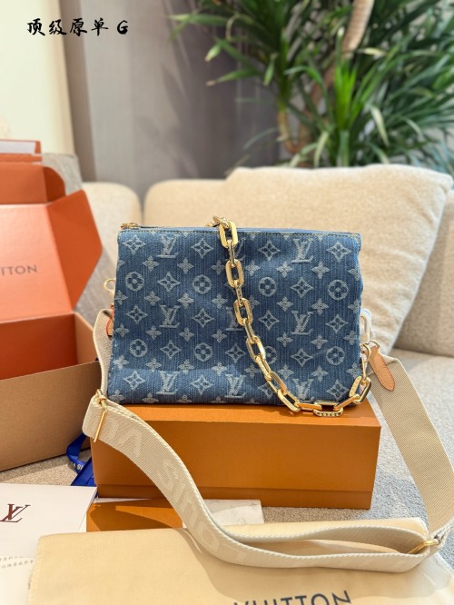 Louis Vuitton Coussin PM Bag Monogram Denim Organic Cotton Crossbody Blue 1 Louis Vuitton Coussin PM Bag Monogram Denim Organic Cotton Crossbody Blue