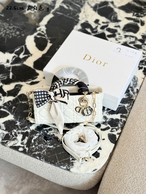 Dior D-Joy Bag: White & Black, 22cm, Versatile 3-Way Carry, Includes Box 1 Dior D-Joy Bag: White & Black, 22cm, Versatile 3-Way Carry, Includes Box