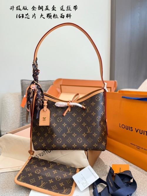 Louis Vuitton Neverfull Inspired Carryall Bag with Pouch and Silk Ribbon 1 Louis Vuitton Neverfull Inspired Carryall Bag with Pouch and Silk Ribbon