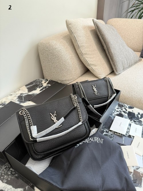 Yves Saint Laurent Niki Chain Bag in Black Leather, 22cm & 28cm 1 Yves Saint Laurent Niki Chain Bag in Black Leather, 22cm & 28cm