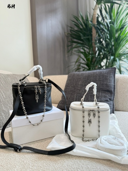 Chrome Hearts Leather Bucket Bag with Silver Hardware - Stylish & Functional 1 Chrome Hearts Leather Bucket Bag with Silver Hardware - Stylish & Functional