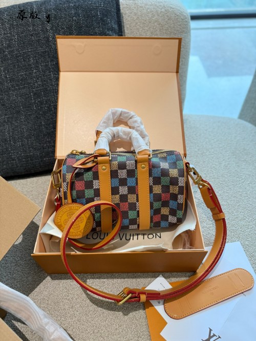 Louis Vuitton Keepall 25 Multicolor Checkered Pattern Stylish Bag 1 Louis Vuitton Keepall 25 Multicolor Checkered Pattern Stylish Bag