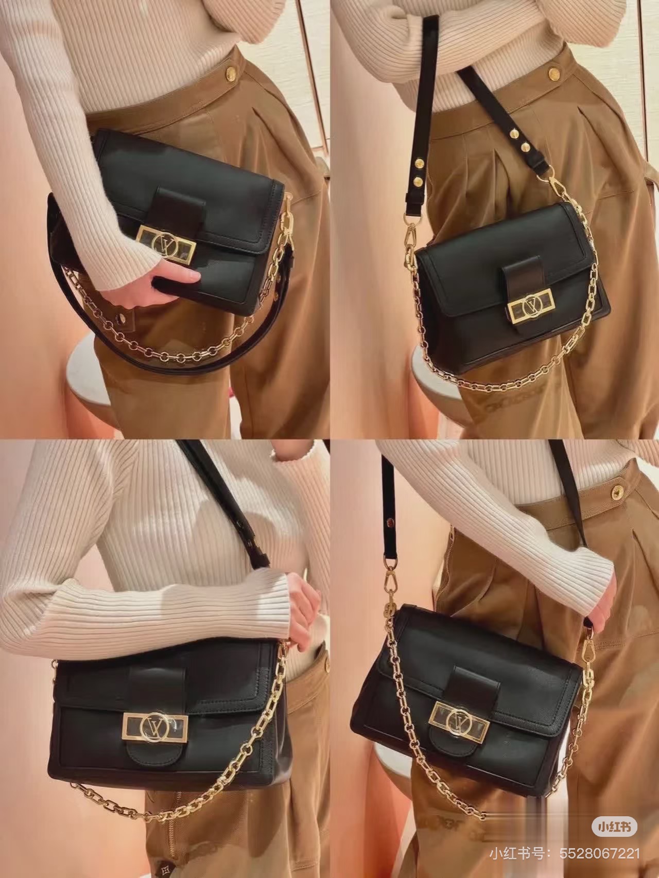 Louis Vuitton Dauphine Soft Bolso Mediano de Piel Negro con Cadena Desmontable 8 i1755002787286 7458 0 6