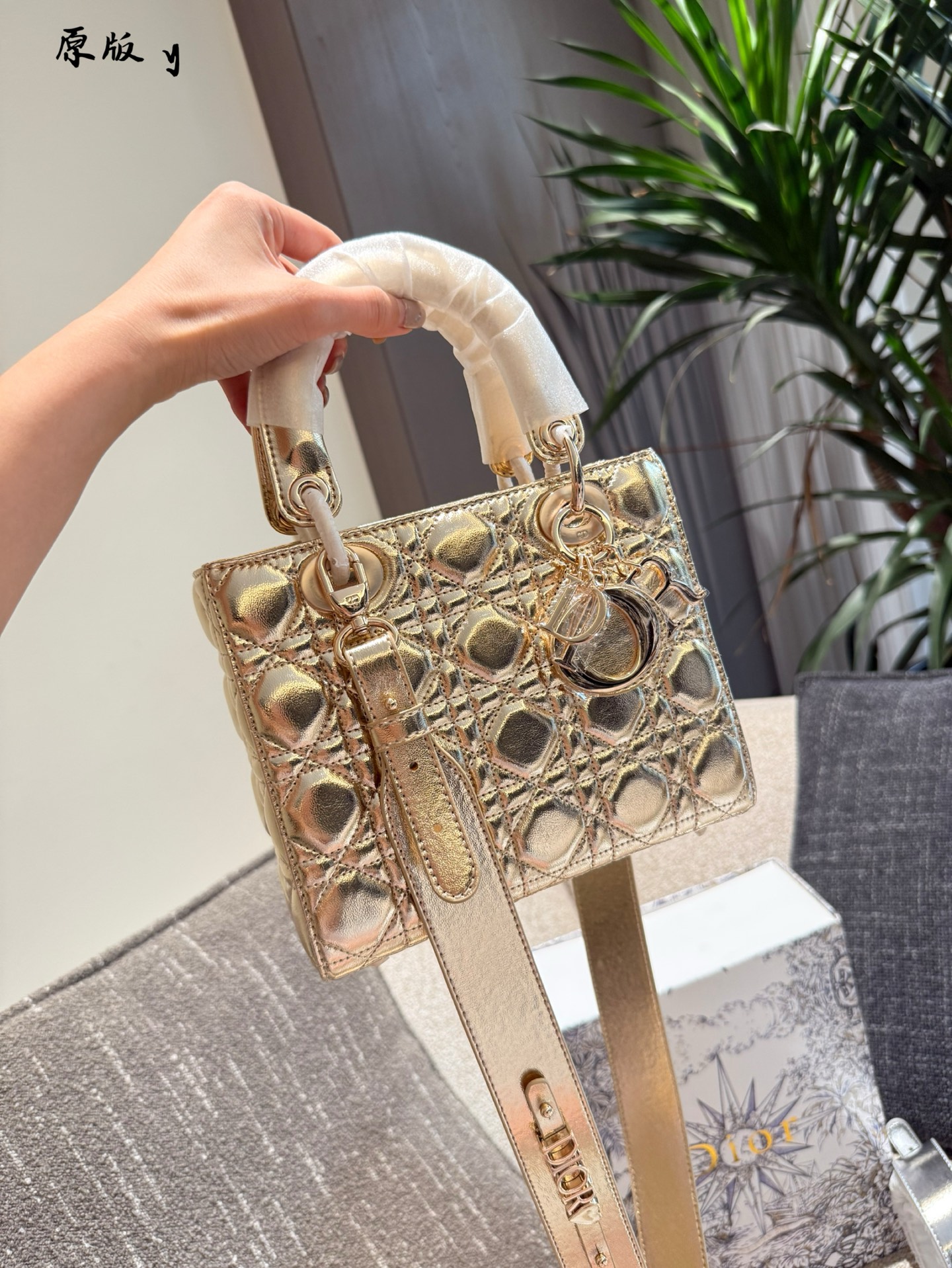 Bolso Lady Dior en piel de cordero metalizada plateada o dorada, tamaño mini 5 i1755095015215 7669 0 3