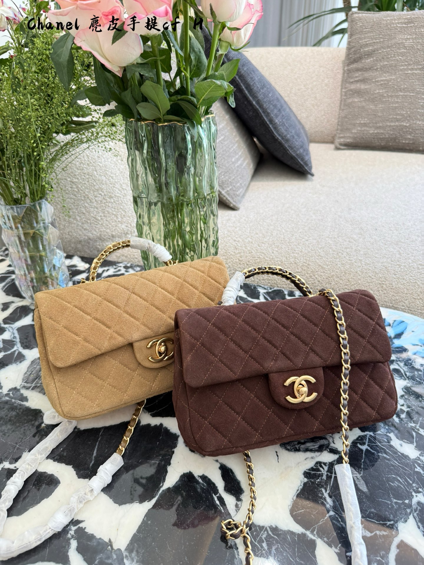 💰300 chanel麂皮双c手腕cf链条包 22cm