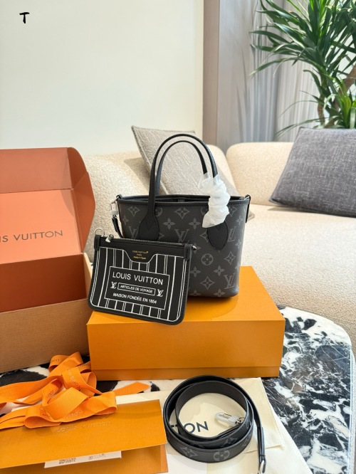 Louis Vuitton Neverfull Double-Sided BB Tote Bag with Pouch and Strap - 20cm 1 Louis Vuitton Neverfull Double-Sided BB Tote Bag with Pouch and Strap – 20cm
