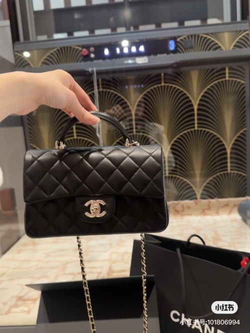 Chanel 24P Mini Handle CF Bag Lambskin Black 1 Chanel 24P Mini Handle CF Bag Lambskin Black