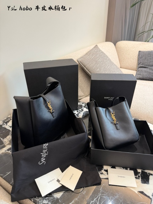 Yves Saint Laurent LE 5 A 7 Hobo Bag: Grained Leather, Gold Logo, Elegant 1 Yves Saint Laurent LE 5 A 7 Hobo Bag: Grained Leather, Gold Logo, Elegant