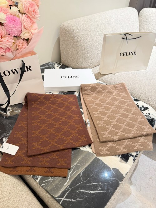 Celine Triomphe Cashmere Scarf, Neutral Colors, Elegant and Unisex Design 1 Celine Triomphe Cashmere Scarf, Neutral Colors, Elegant and Unisex Design