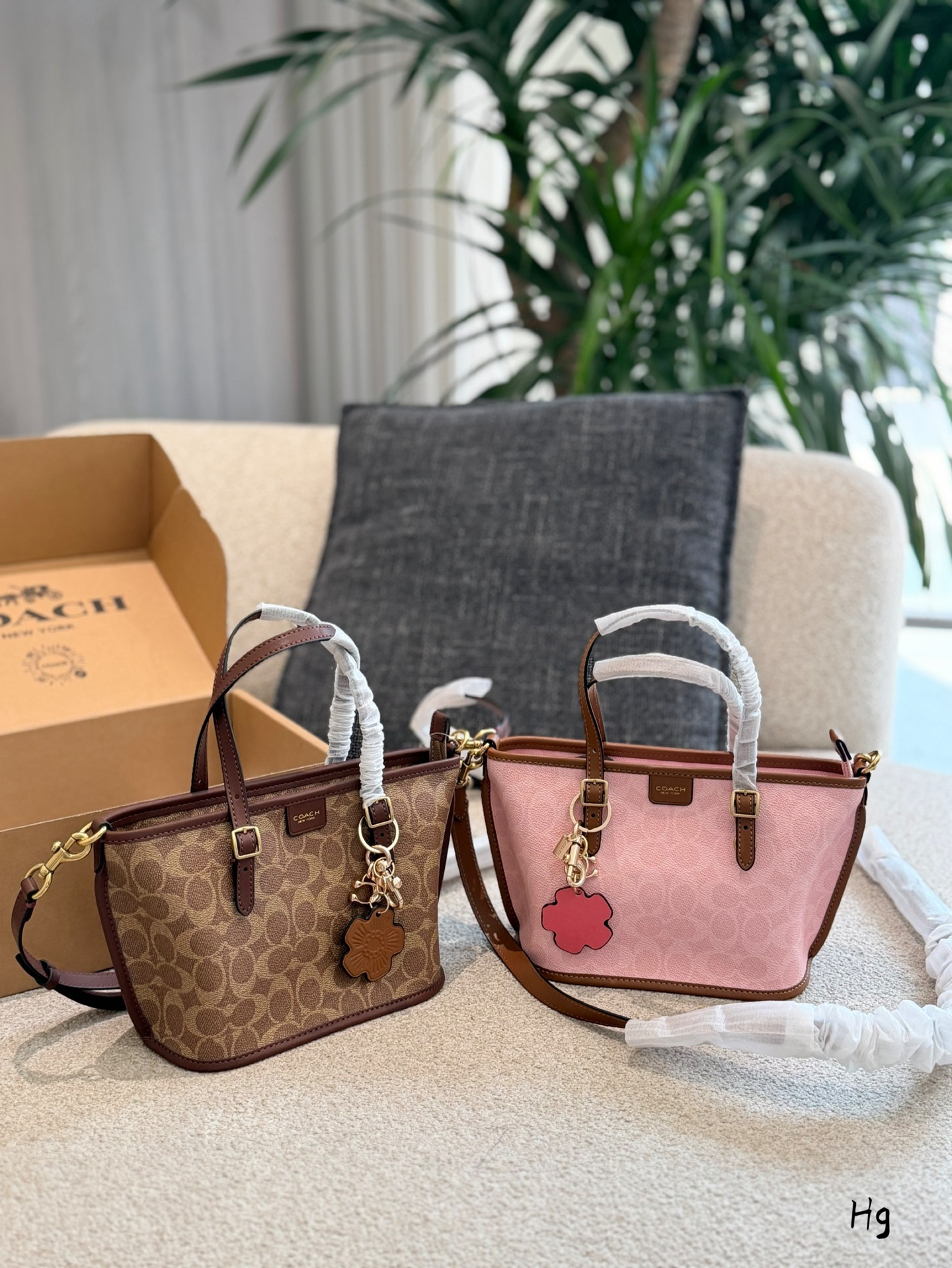 Coach Taxi Tote 21 bolso cesta 👜 Coach Taxi Tote 21 'bolso cesta' utiliza lona clásica de monograma + ribete…