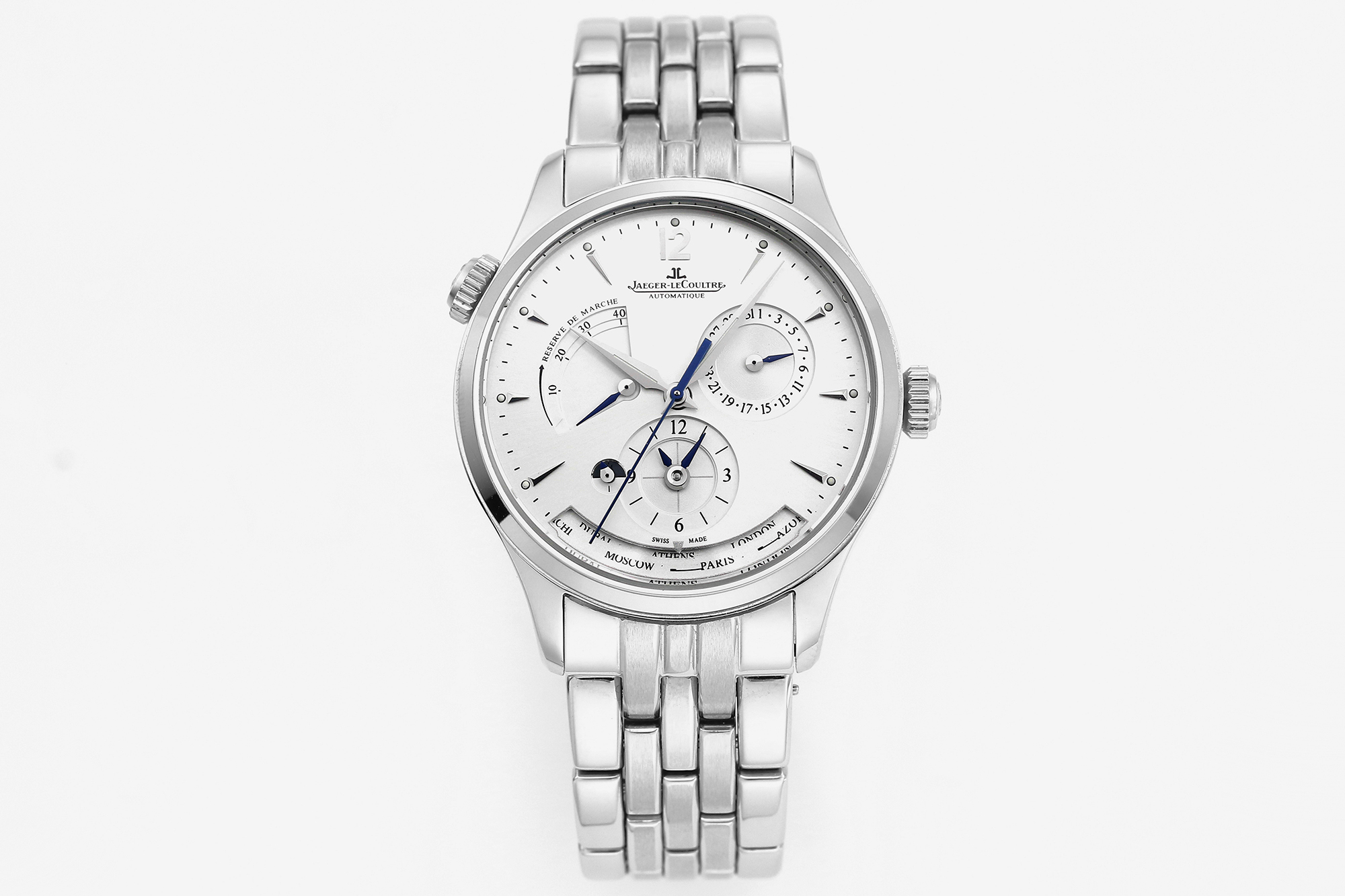 NO:150895,9F Factory New Product Jaeger-LeCoultre Geographician Q1428421 Today's key recommendation is that the watch size is 39m/11.8m. With rich experience in Jaeger-LeCoultre's reproduction, it perfectly restores the charm and details of the case, and controls the thickness consistent with the original version. [Technical Breakthrough] (the upgraded version is more stable than before) uses the stable performance Japanese MIYOTA core to change to Jaeger-LeCoultre CAL.939A/1 movement to realize all original functions - including hour, minute, second, double time, date, day and night display, world time display and power reserve display!  [Original steel belt mold opening] Details 1.1 replica, welcome to appraise and evaluate!  ,jaeger-lecoultre198609099F Factory 新品 积家大师地理学家Q1428421 今日重点推荐,腕表尺寸39m/11.8m,凭借丰富的积家复刻经验,完美还原表壳神韵和细节,将厚度控制的与原版一致.【技术突破】（升级版比之前更加稳定）采用性能稳定的日本MIYOTA.芯改积家CAL.939A/1型机芯,实现原装全部功能——包括时分秒,双时,日期,白天黑夜显示,世界时显示还有动力储存显示！【钢带正品开模】细节1.1复刻,欢迎大家鉴定评测！,,jaeger-lecoultre,Watch