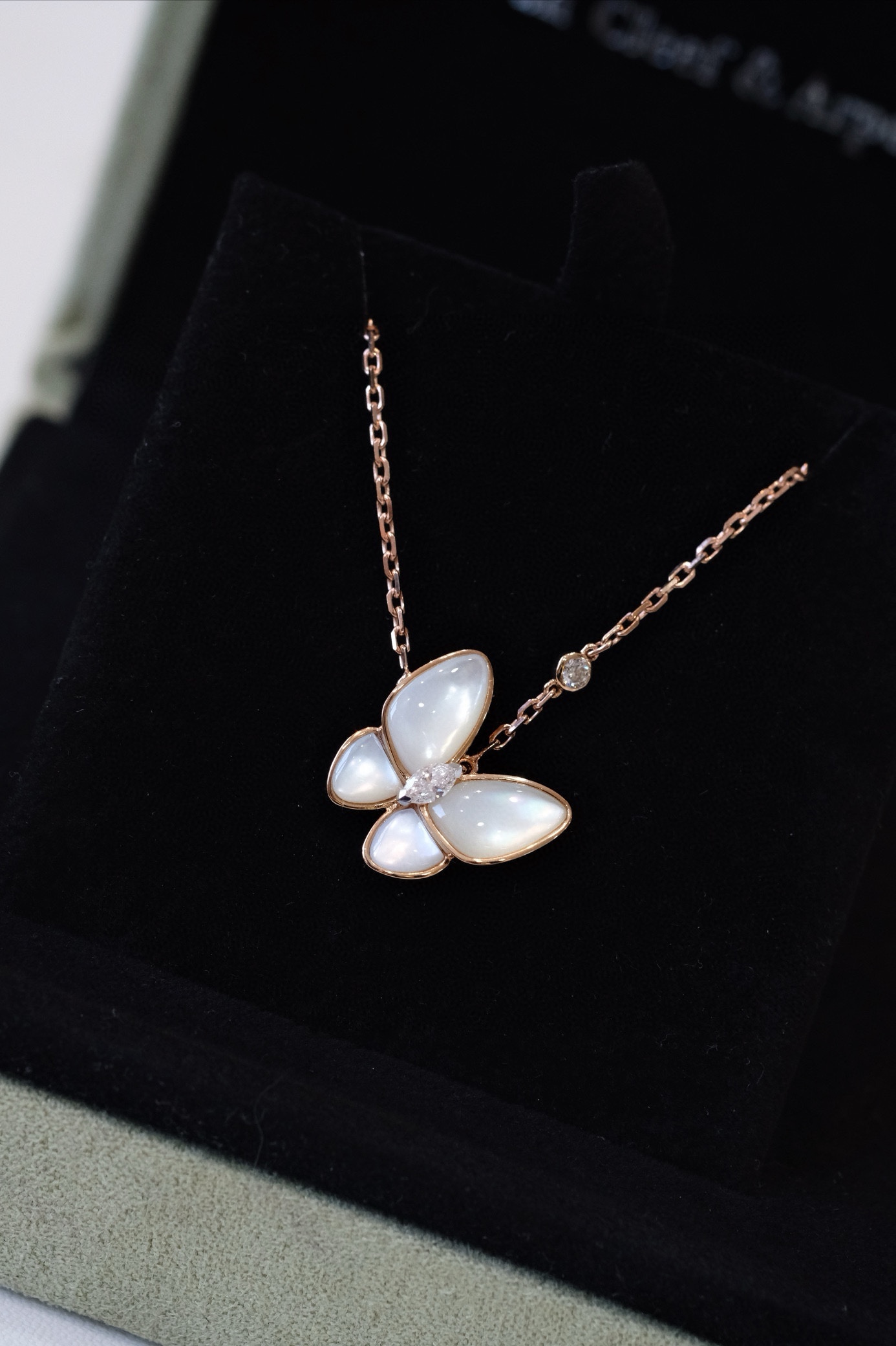 Diamond and White Mother-of-Pearl Butterfly Pendant Necklace - Comprehensive 5