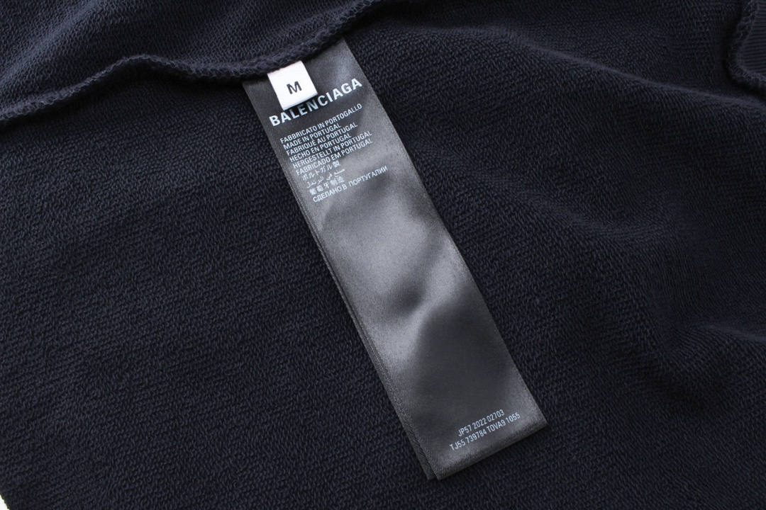 Balenciaga/巴黎世家 25ss 多标印花连帽卫衣 白色 深蓝灰