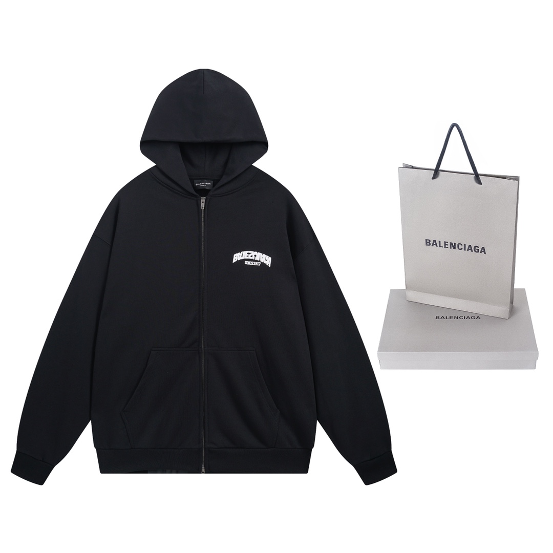Balenciaga Paris 2024 Anti-Alias Big Logo Hoodie with Zipper: Review and Details - 图片 1