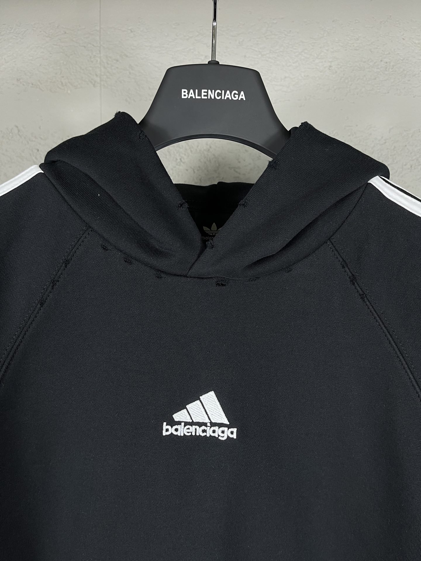 High-Quality BALENCI*GA Paris Hoodie with Adidas Logo Embroidery, Black, XS-1L - 图片 5