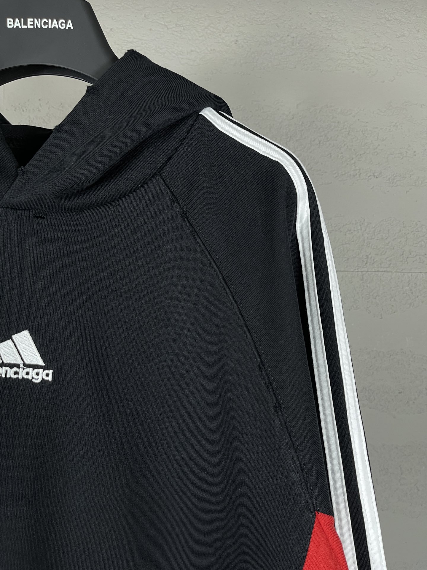High-Quality BALENCI*GA Paris Hoodie with Adidas Logo Embroidery, Black, XS-1L - 图片 6