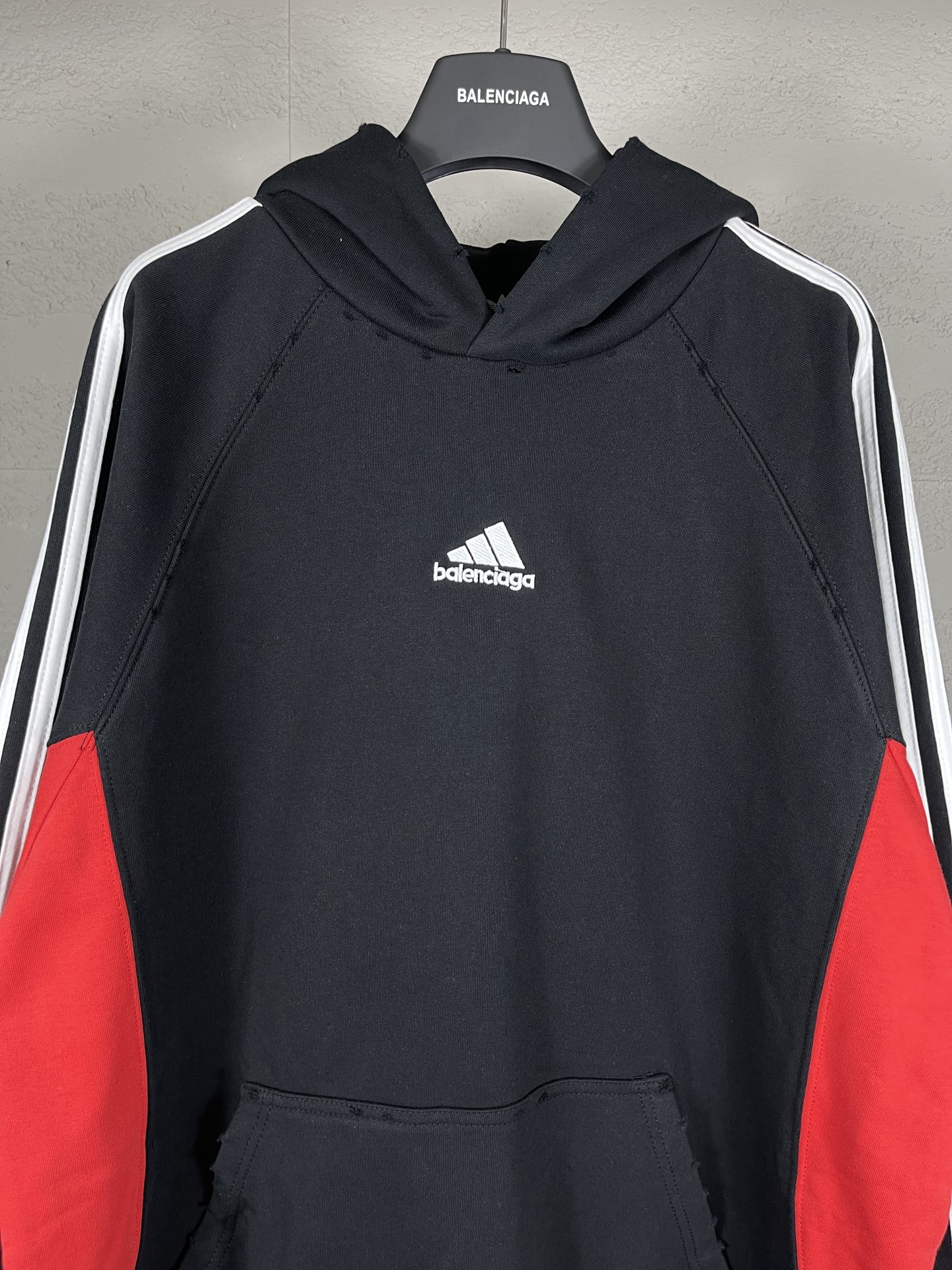 High-Quality BALENCI*GA Paris Hoodie with Adidas Logo Embroidery, Black, XS-1L - 图片 3