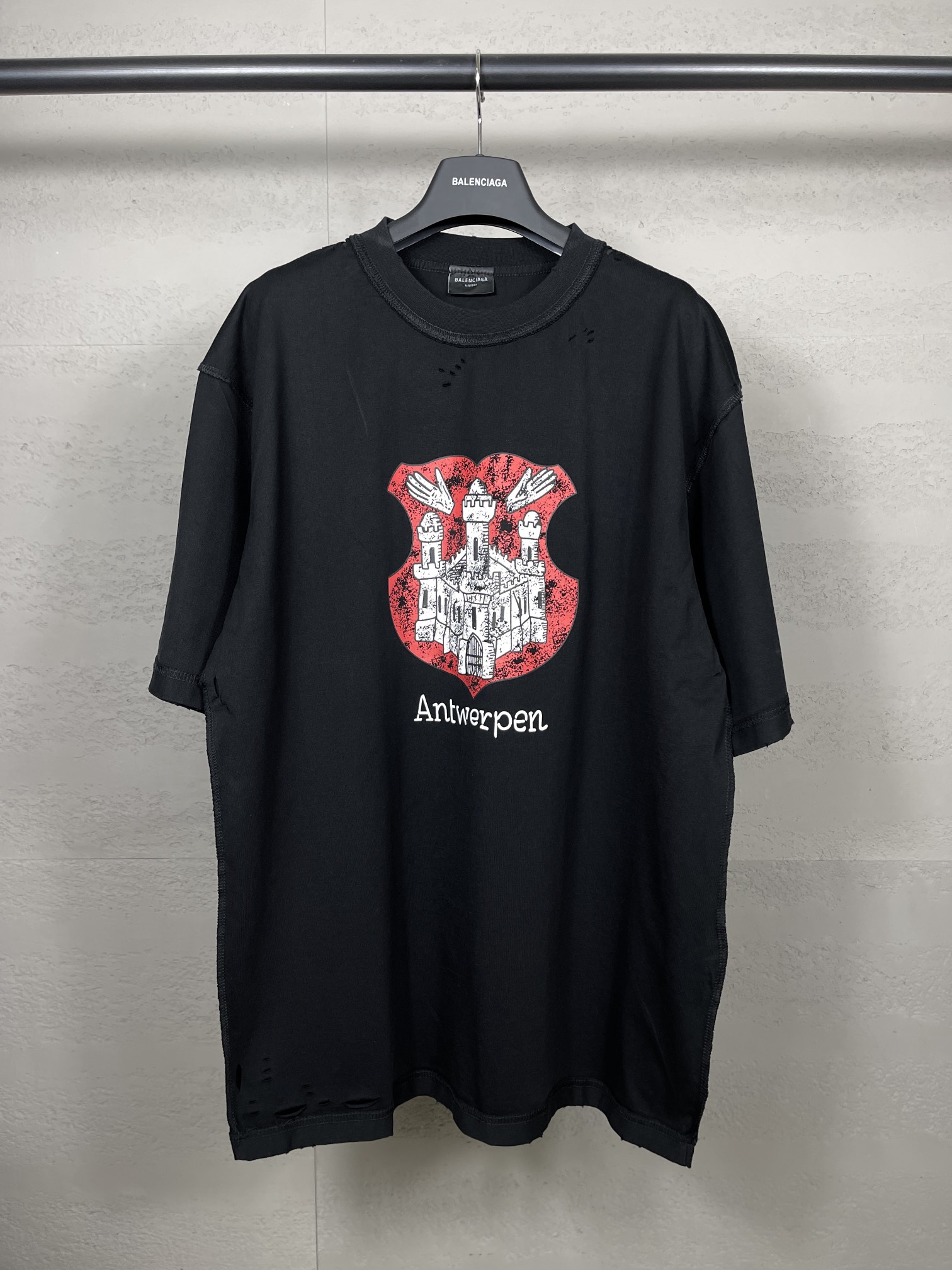 P88 foto real [versión superior, calidad de sitio web oficial] BALENCI*GA/París camiseta nueva con estampado en el fren…