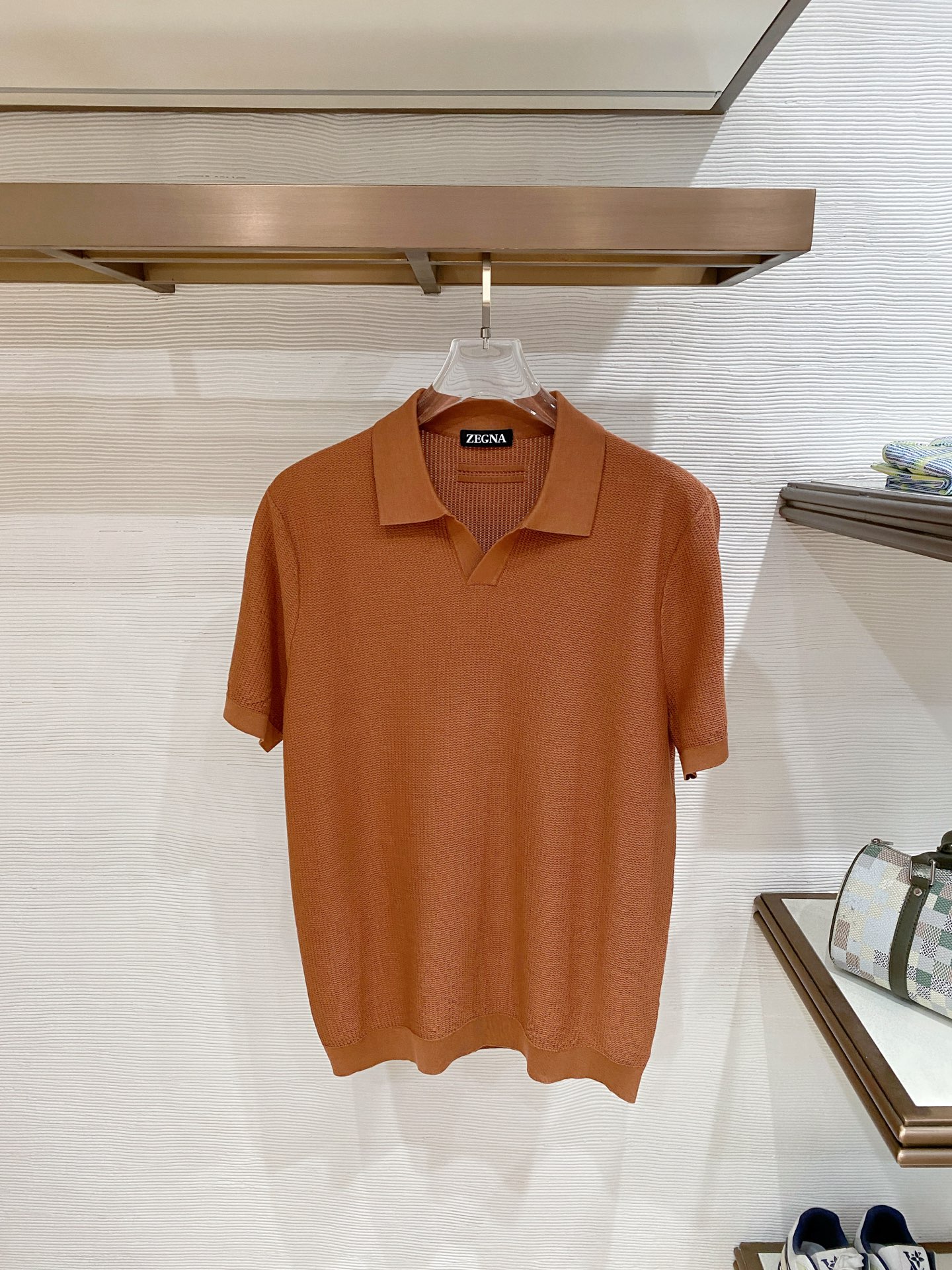 杰尼亚26春夏新品 男士亚麻桑蚕丝针织POLO衫T恤颜色：五色码数：M-3 xl型号：