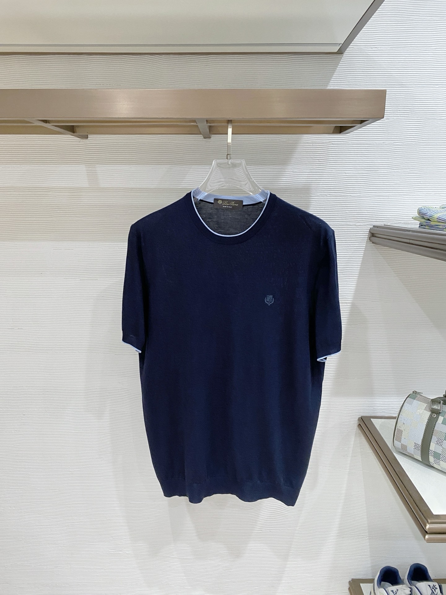 loro Piana 26春夏新品 男士圆领天丝加棉T恤颜色：两色（宝兰，浅兰）码数：M-3 xl型号：