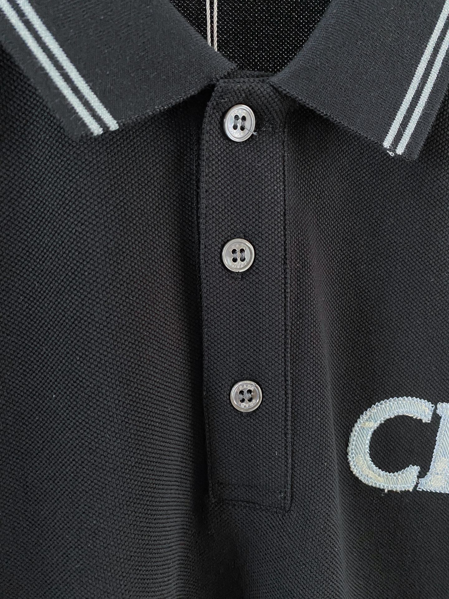 Dior CD Embroidery Stripe Polo Shirt