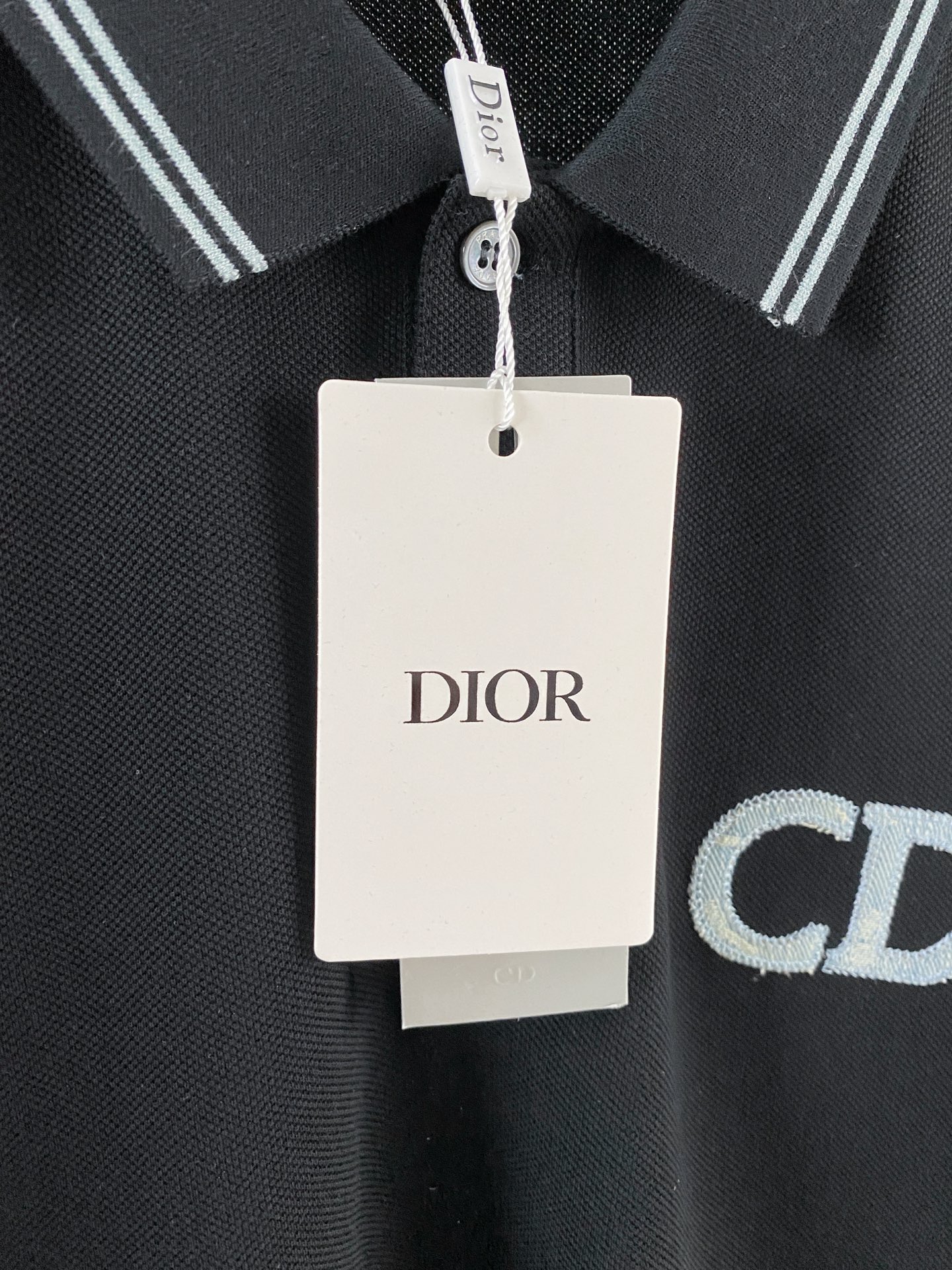 Dior CD Embroidery Stripe Polo Shirt