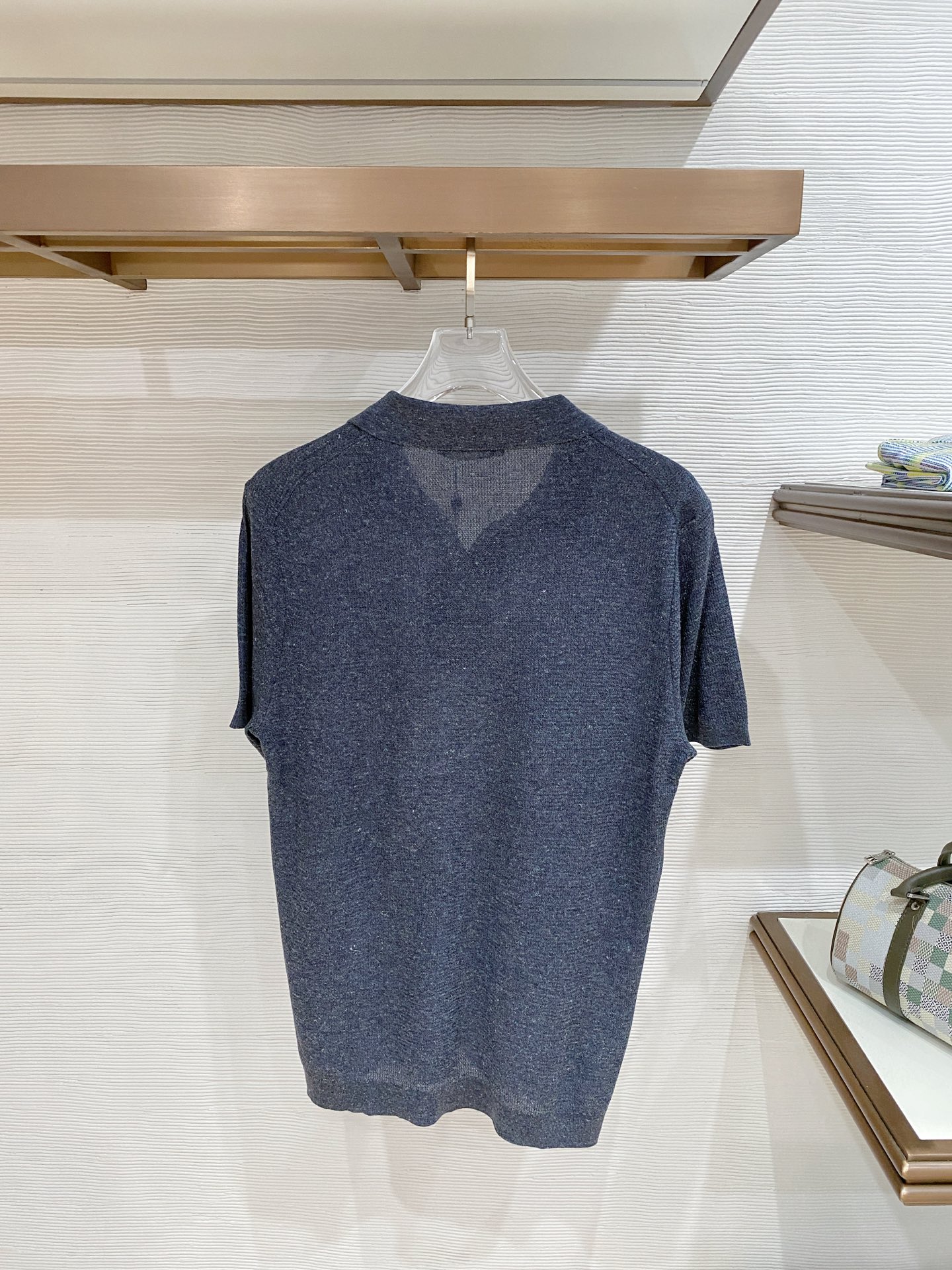 Loro Piana 26春夏新品 男士亚麻针织POLO衫T恤 颜色：兰色 码数：M-3 xl 型号：