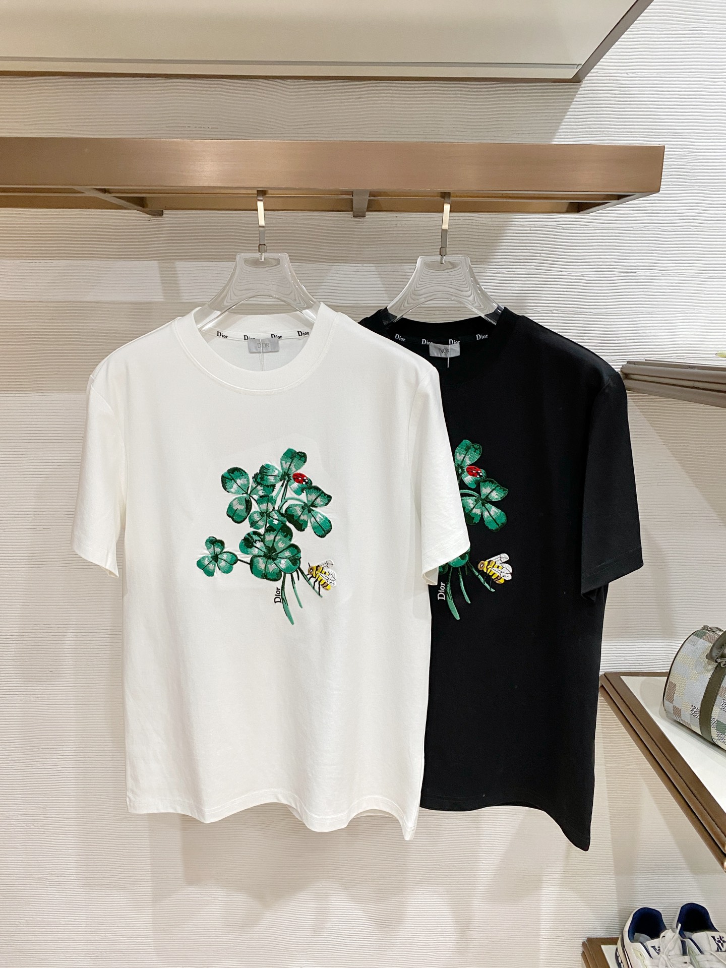 Dior Clover Bee Print Short Sleeve T-Shirt