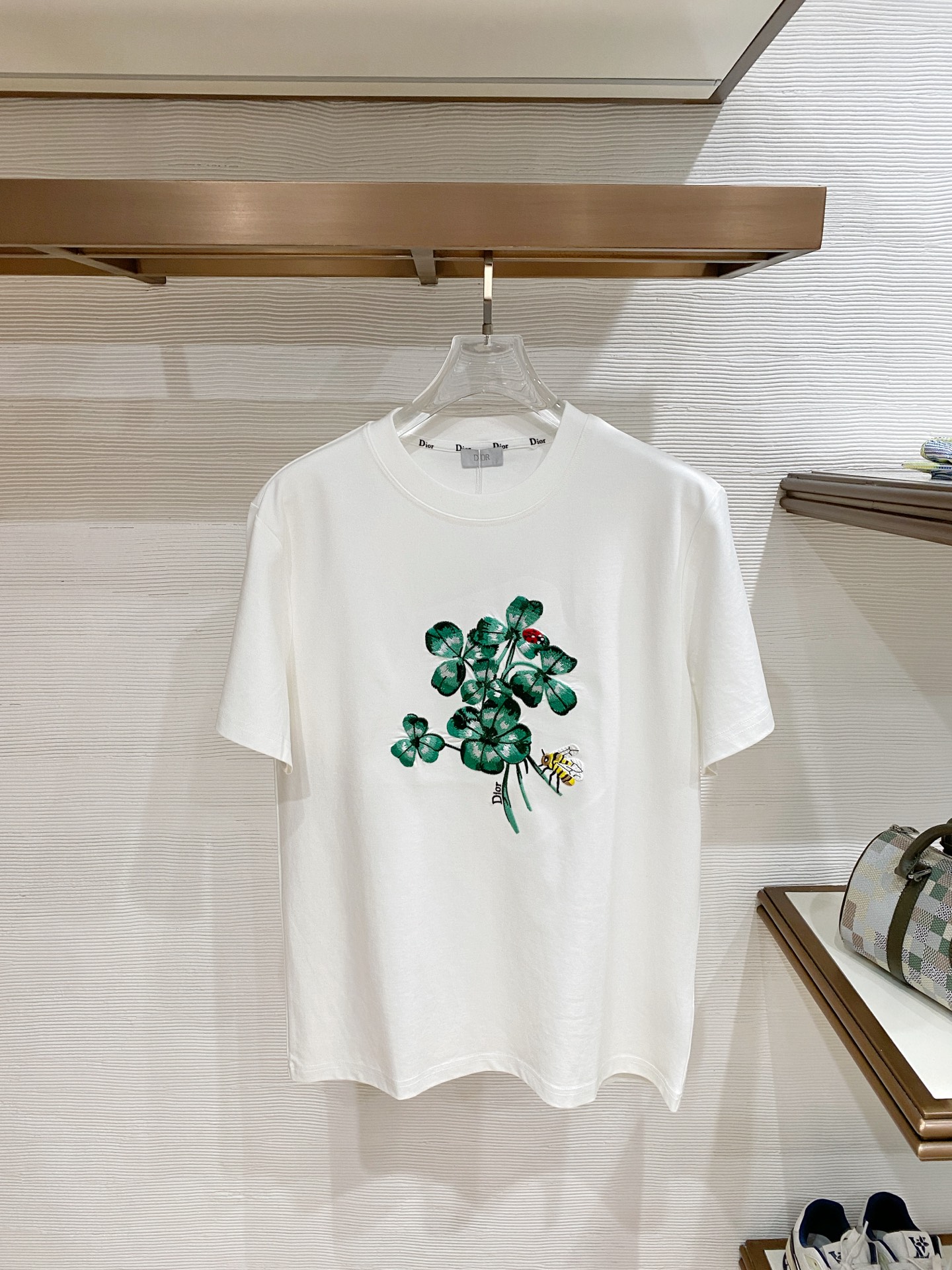 Dior Clover Bee Print Short Sleeve T-Shirt