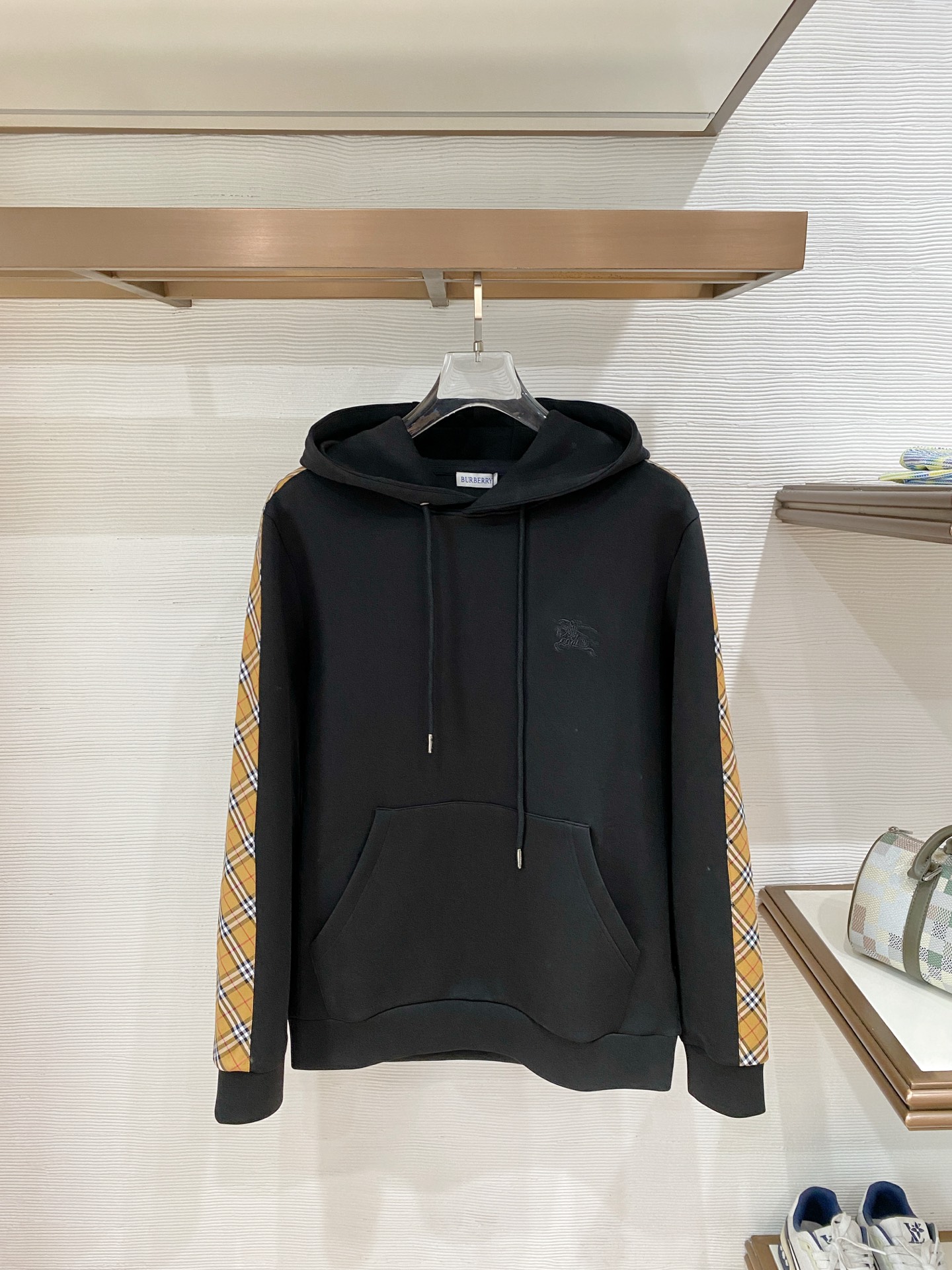 Burberry Black Check Sleeve Hoodie