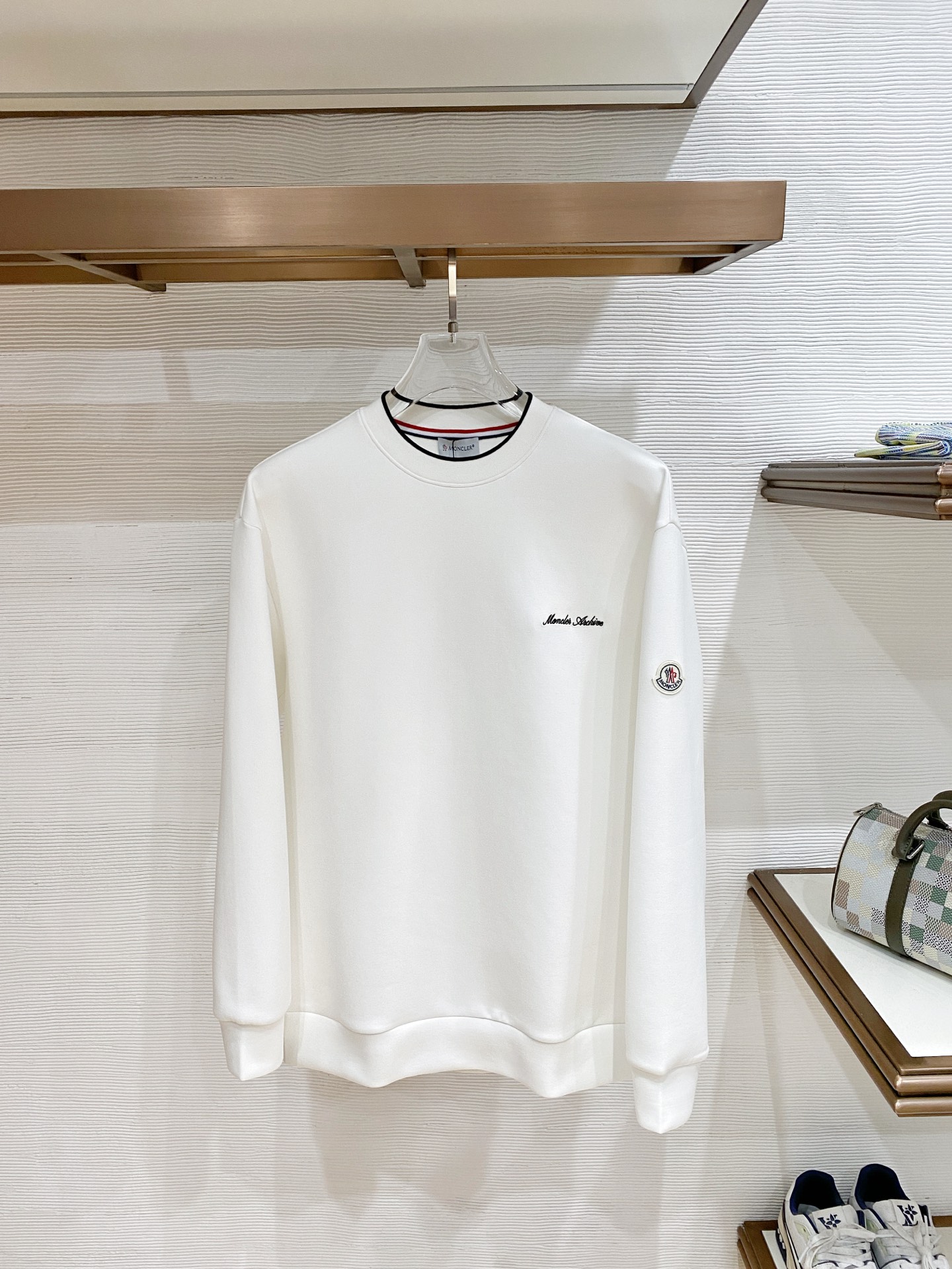 Moncler White Logo Crewneck Sweatshirt