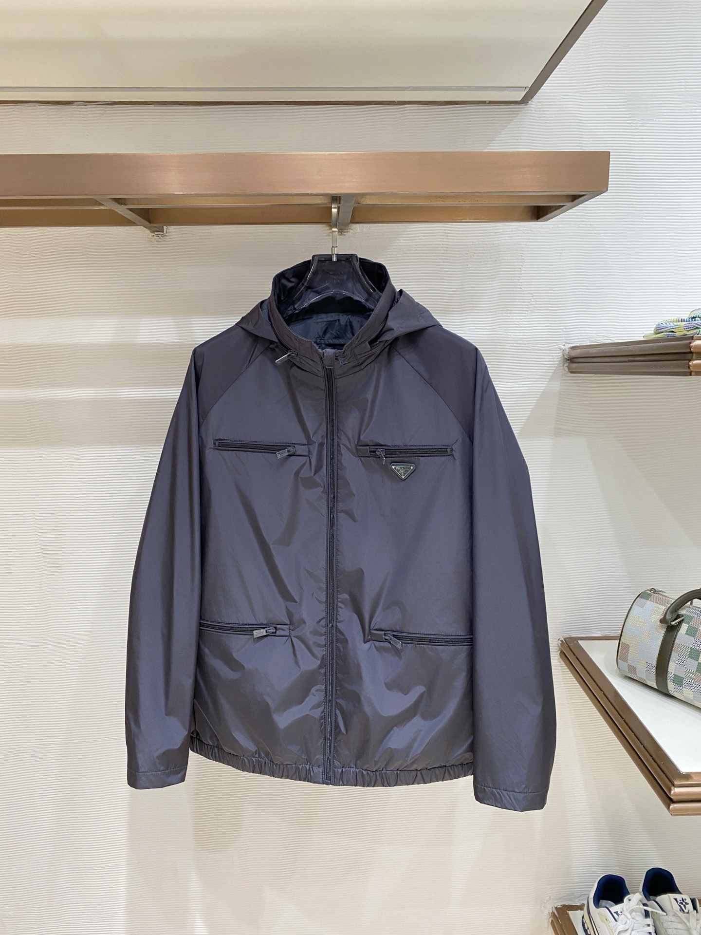 Prada Navy Hooded Pocket Jacket