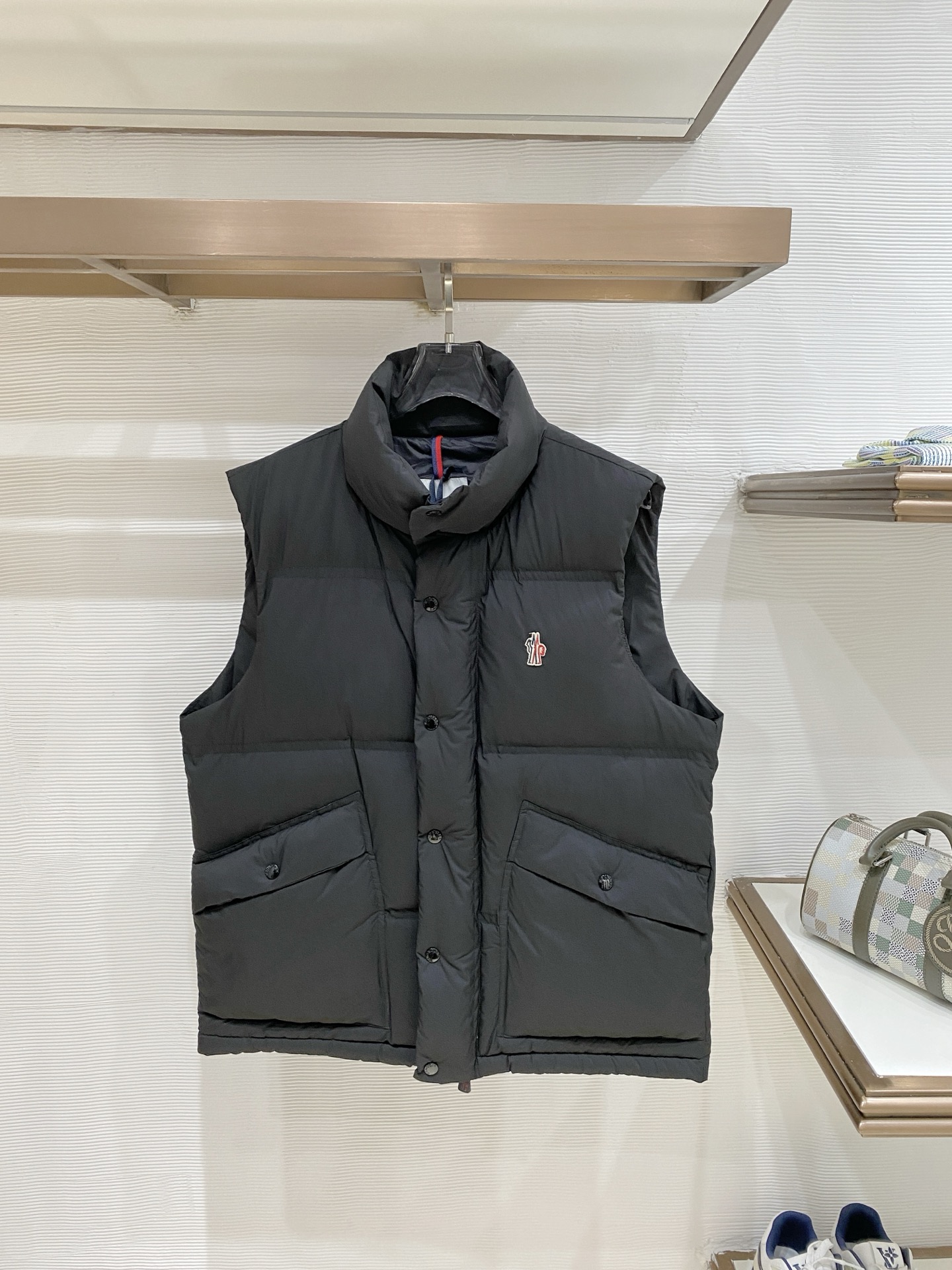Moncler Black Stand Collar Padded Vest