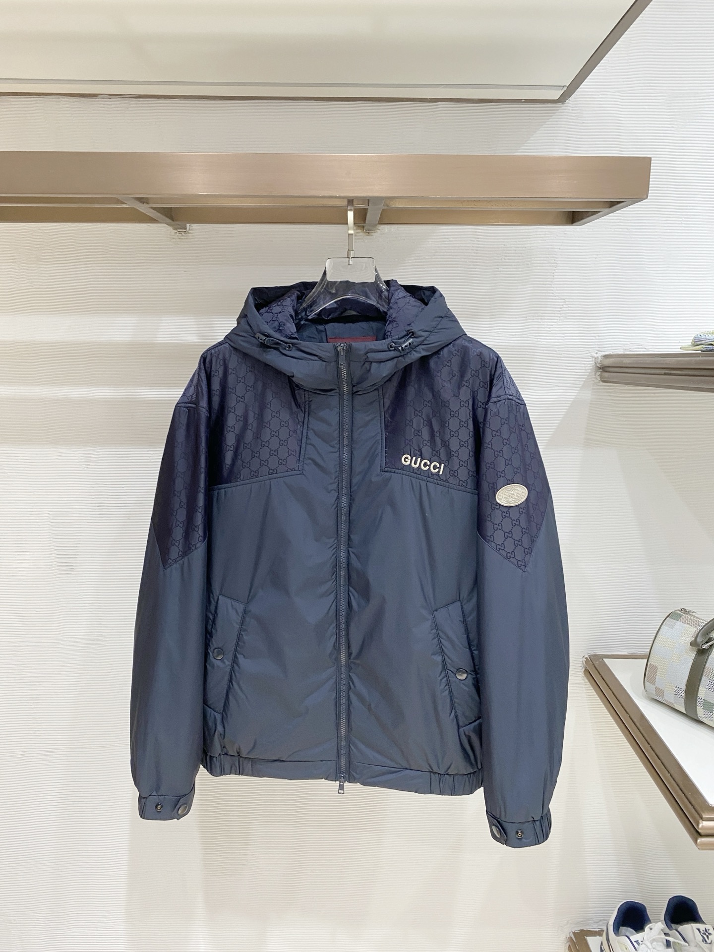 Gucci Navy Hooded Zip Jacket