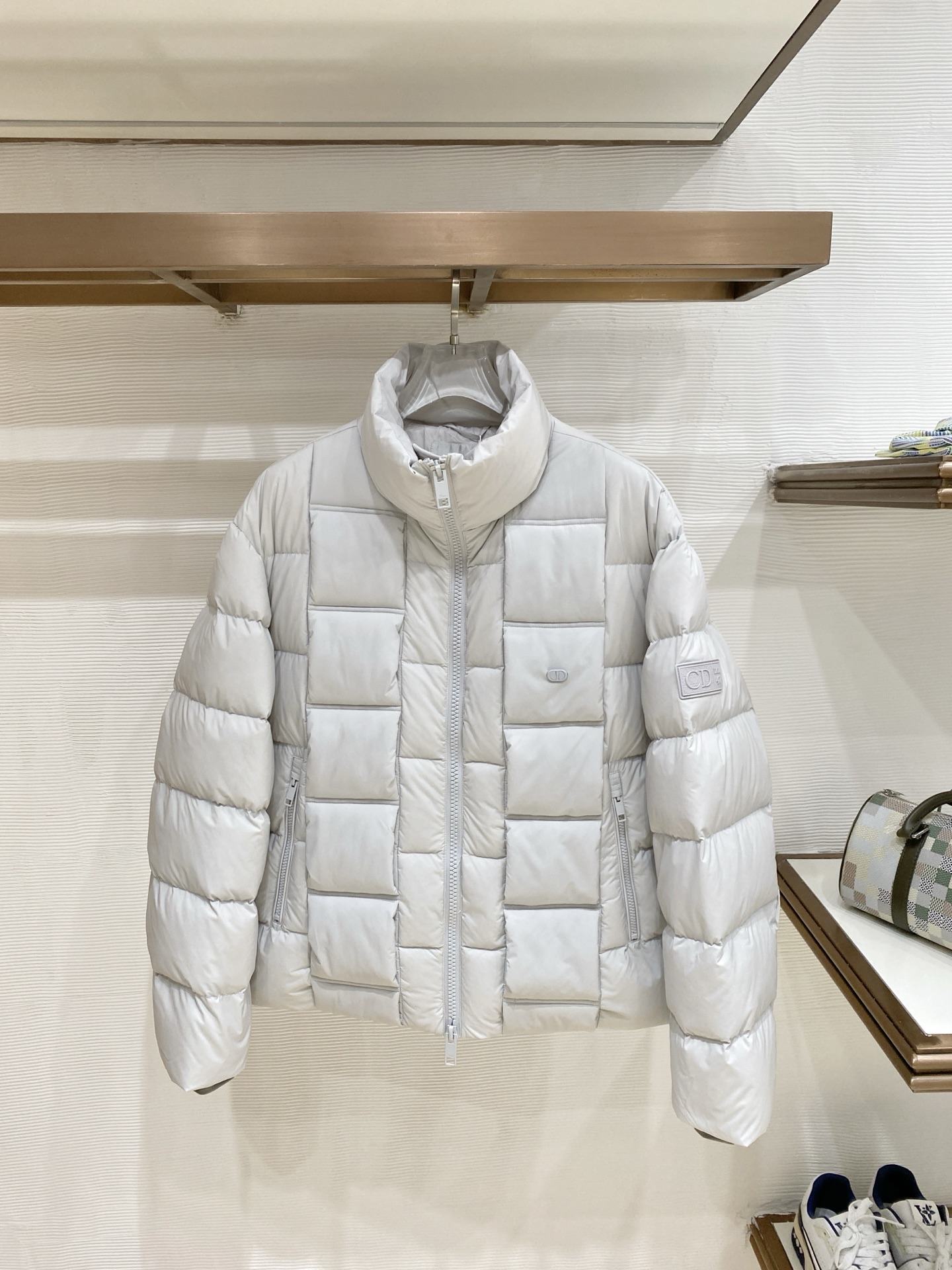 Dior Cream Stand Collar Puffer Jacket