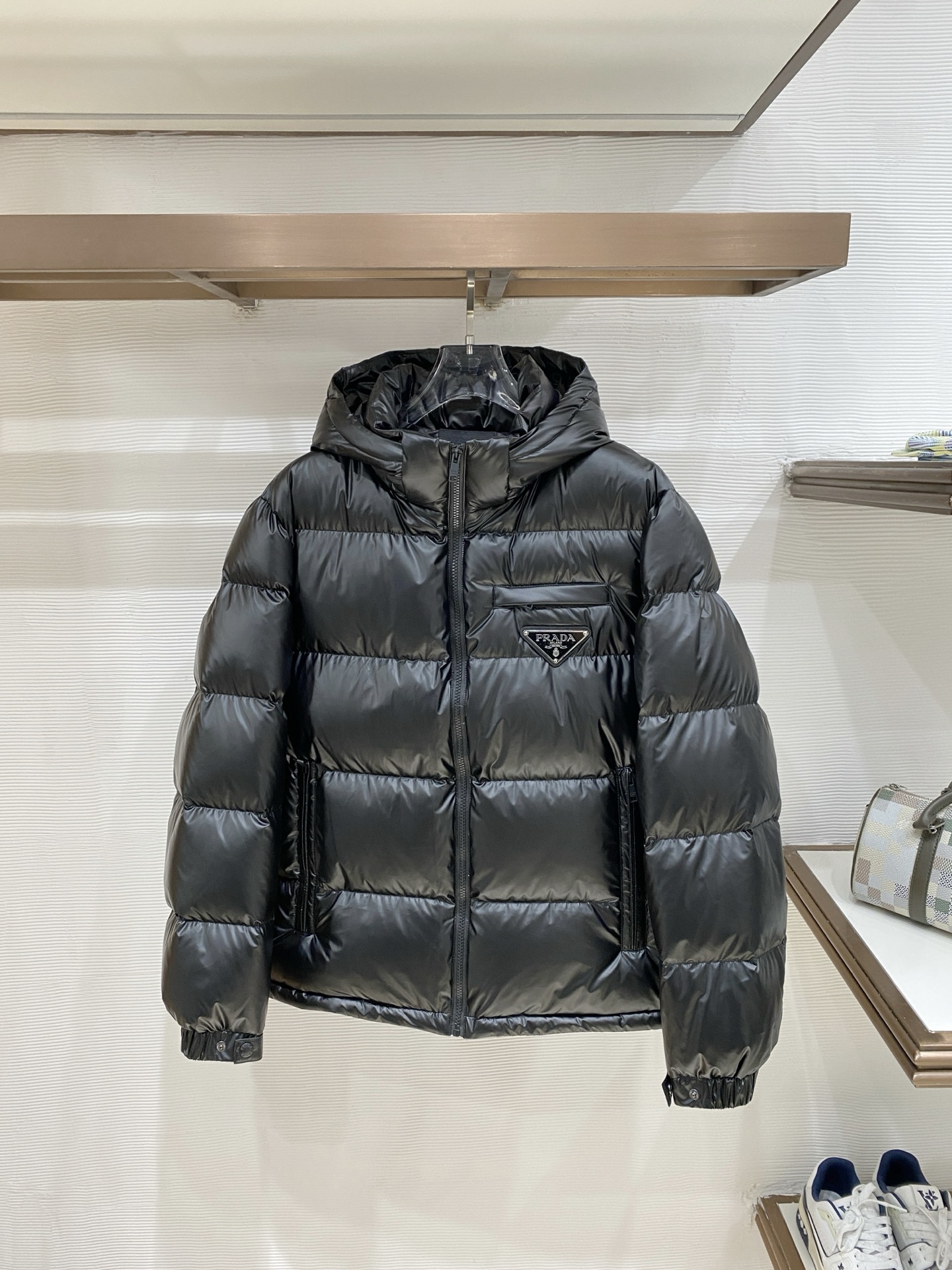 Prada Black Hooded Puffer Jacket