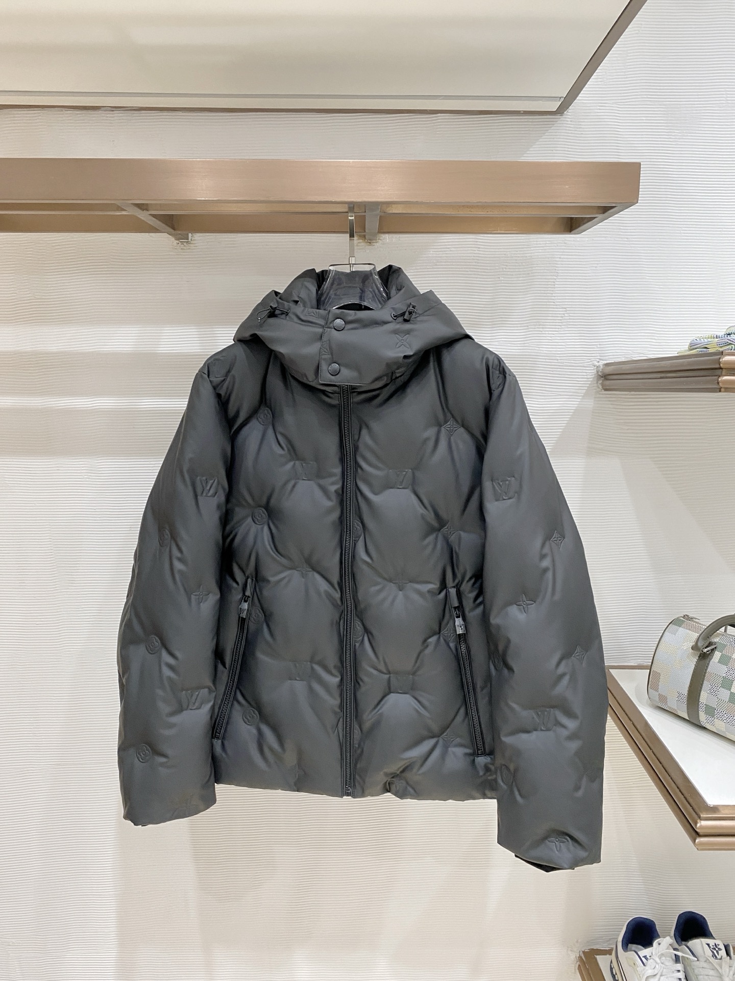 Louis Vuitton Gray Quilted Hooded Jacket