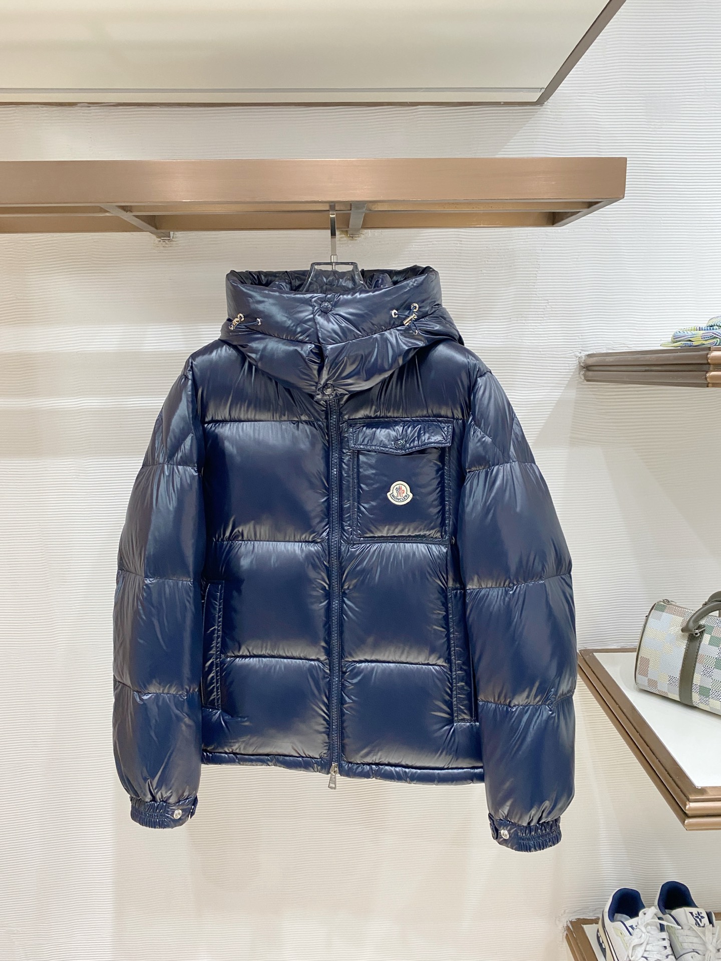 Moncler Navy Chest Pocket Puffer Jacket