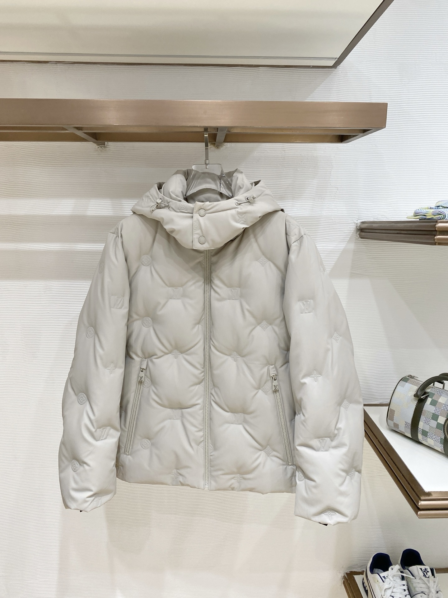 Louis Vuitton White Quilted Hooded Jacket