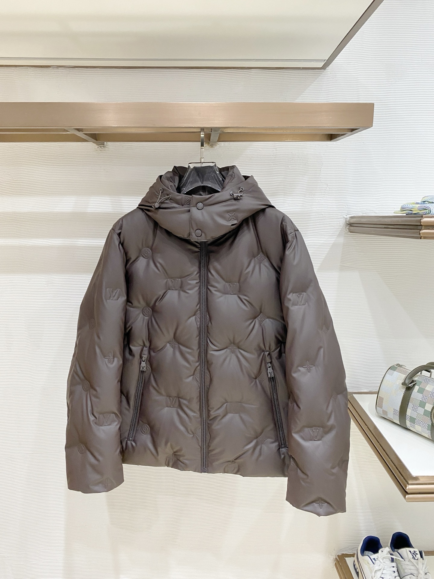 Louis Vuitton Brown Quilted Hooded Jacket
