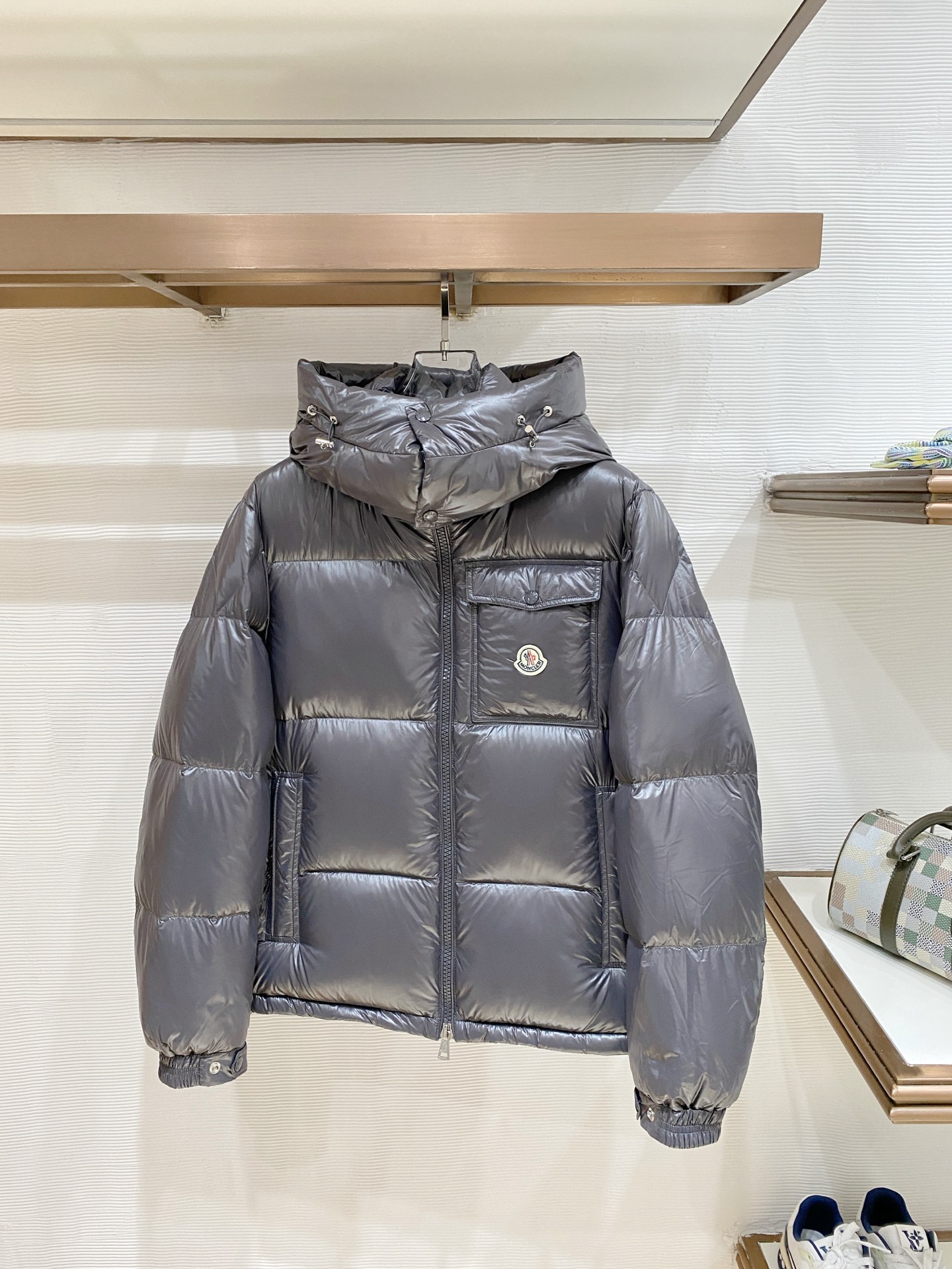 Moncler Gray Chest Pocket Puffer Jacket