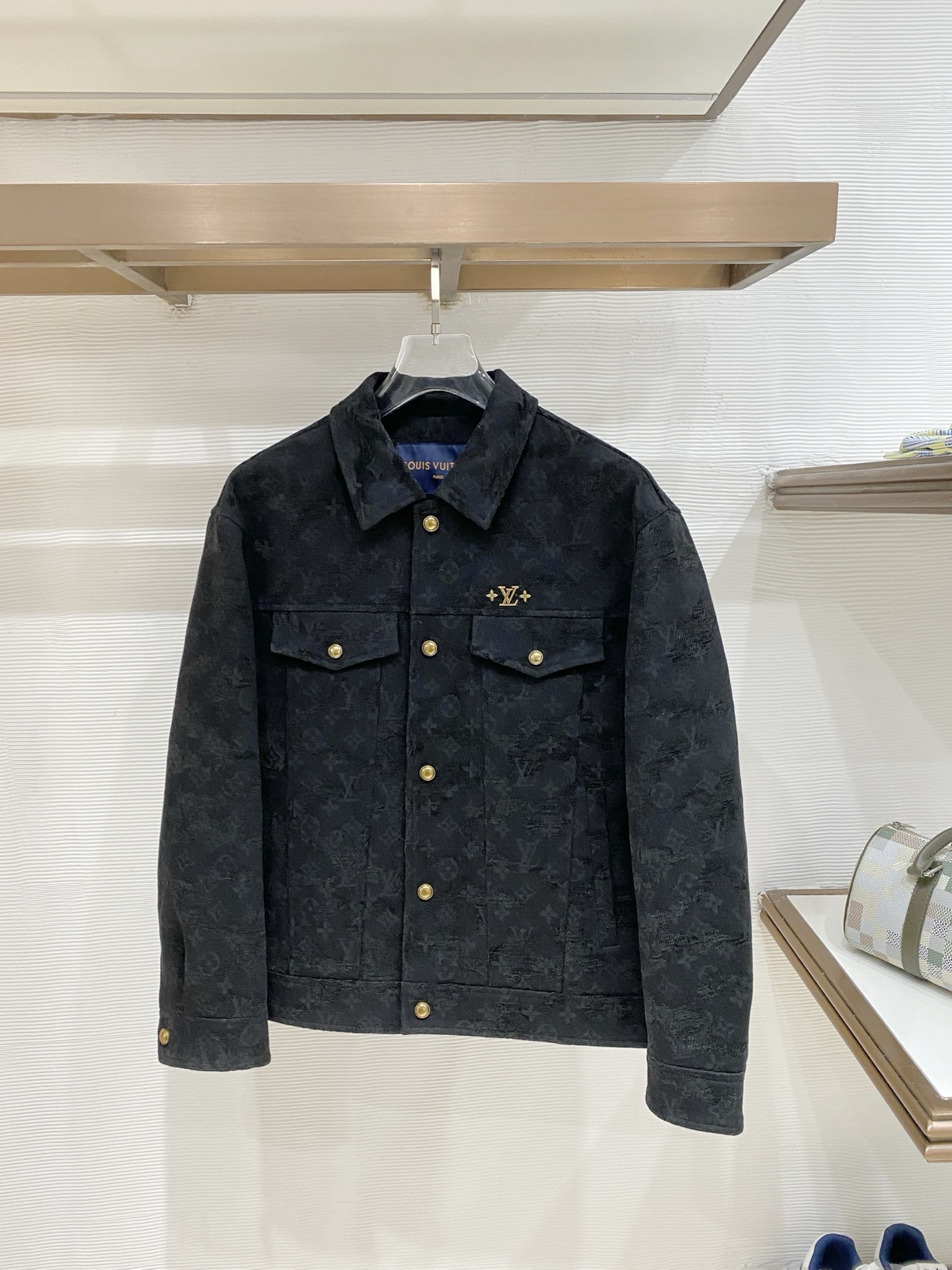Louis Vuitton Black Patterned Button Jacket