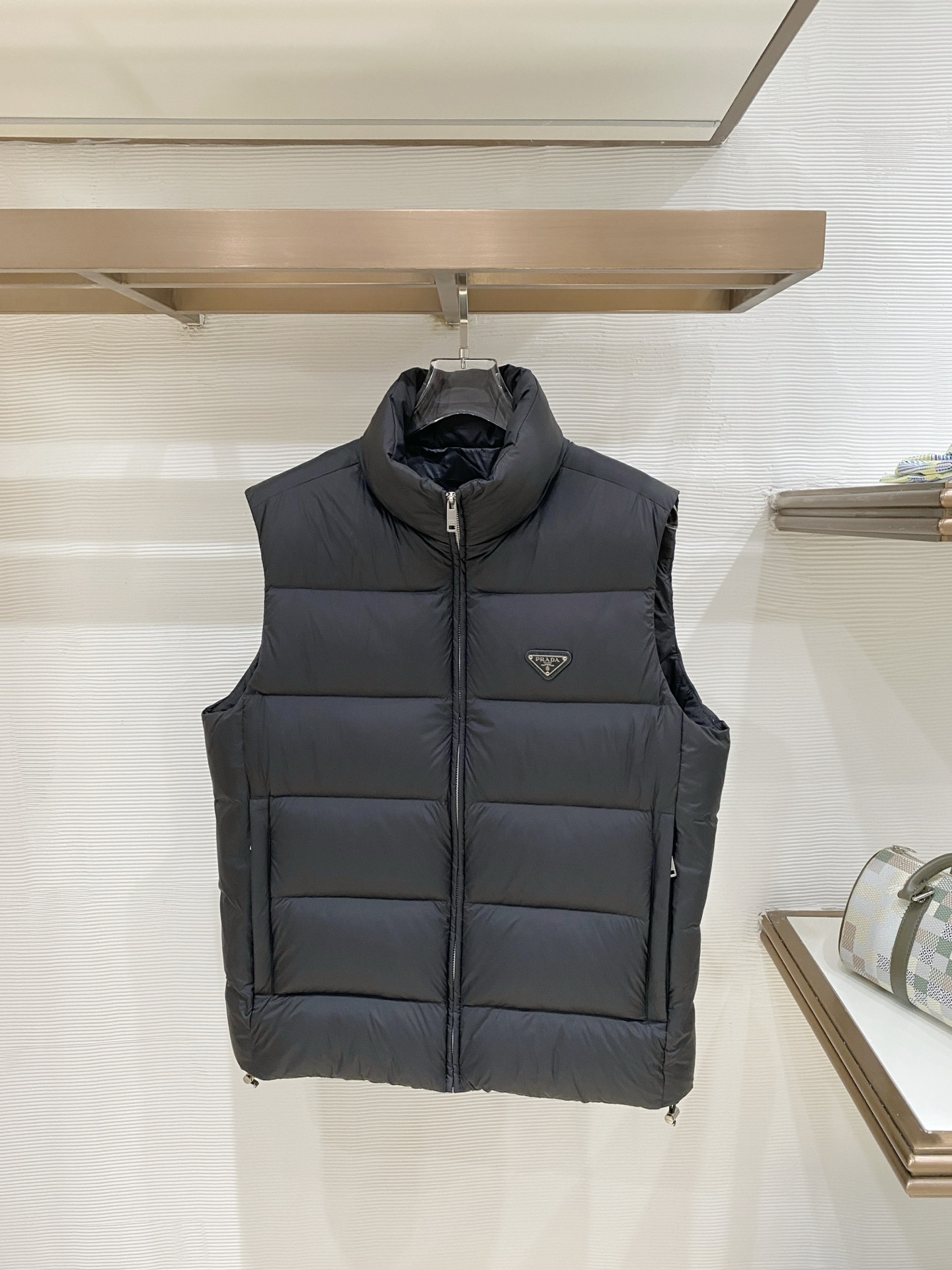 Prada Gray Stand Collar Puffer Vest
