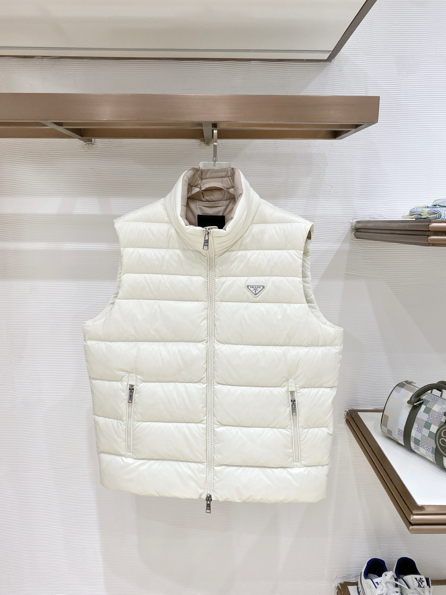 Prada White Stand Collar Puffer Vest