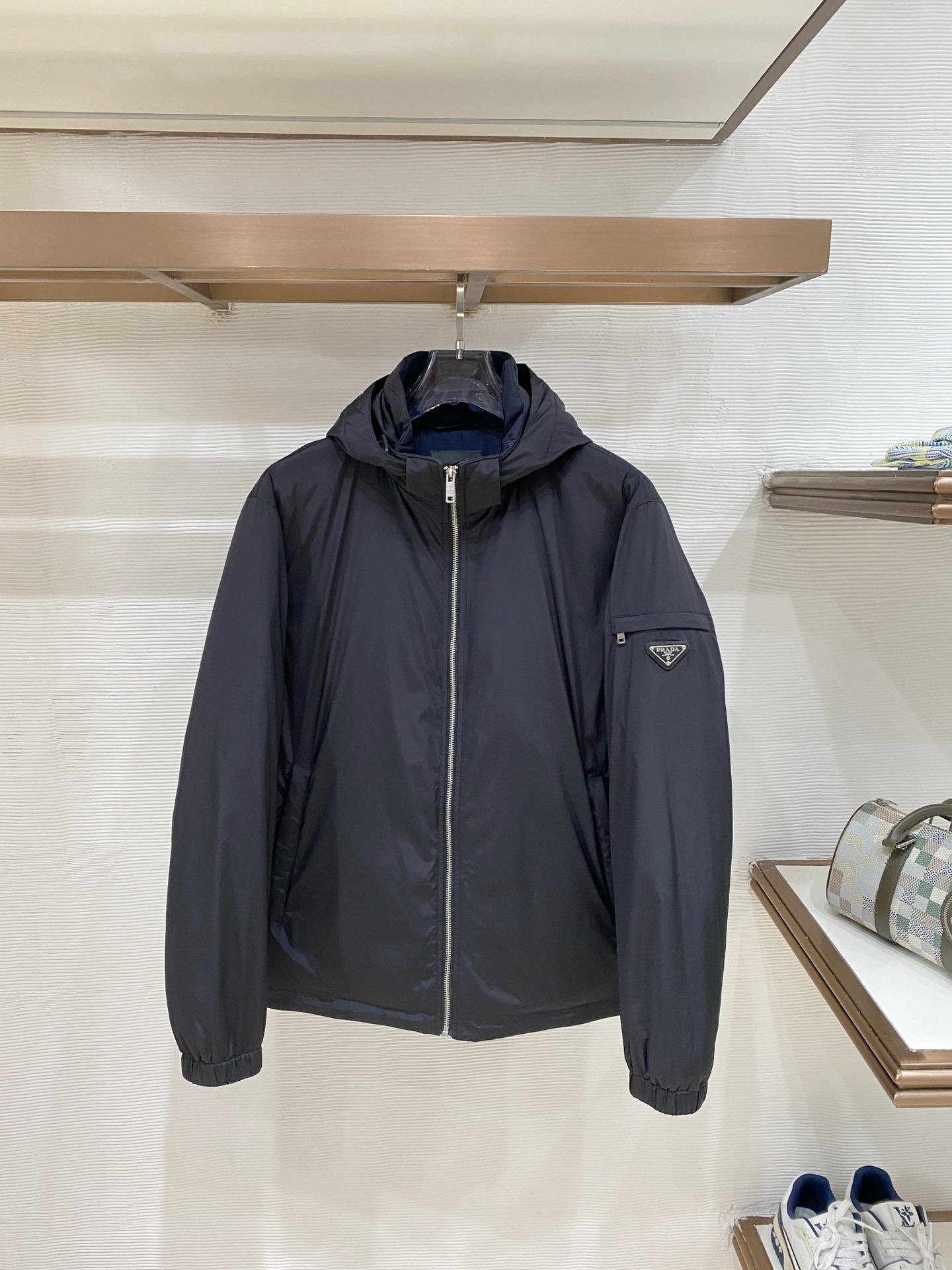 Prada Navy Hooded Zip Jacket