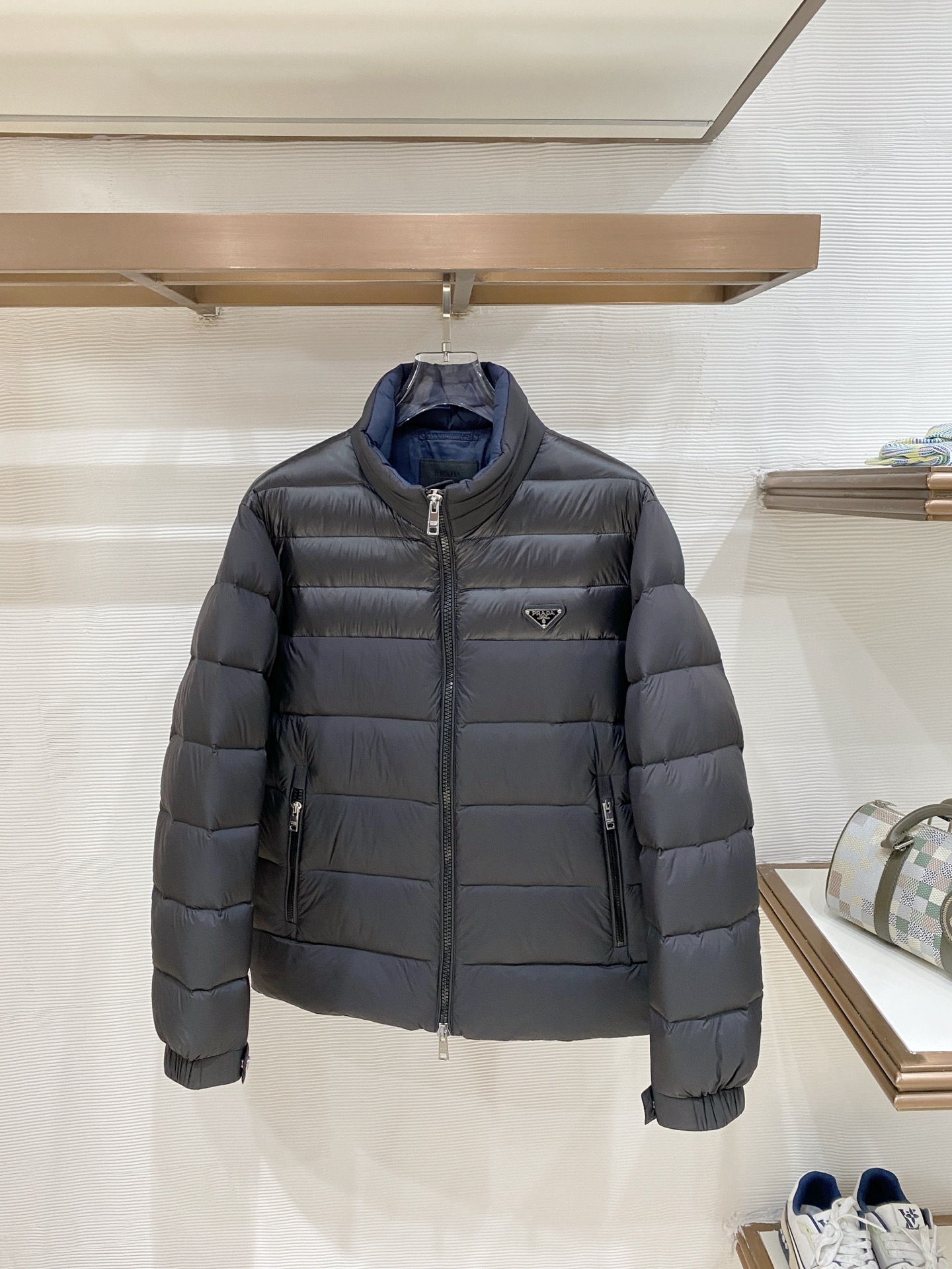Prada Black Stand Collar Puffer Jacket