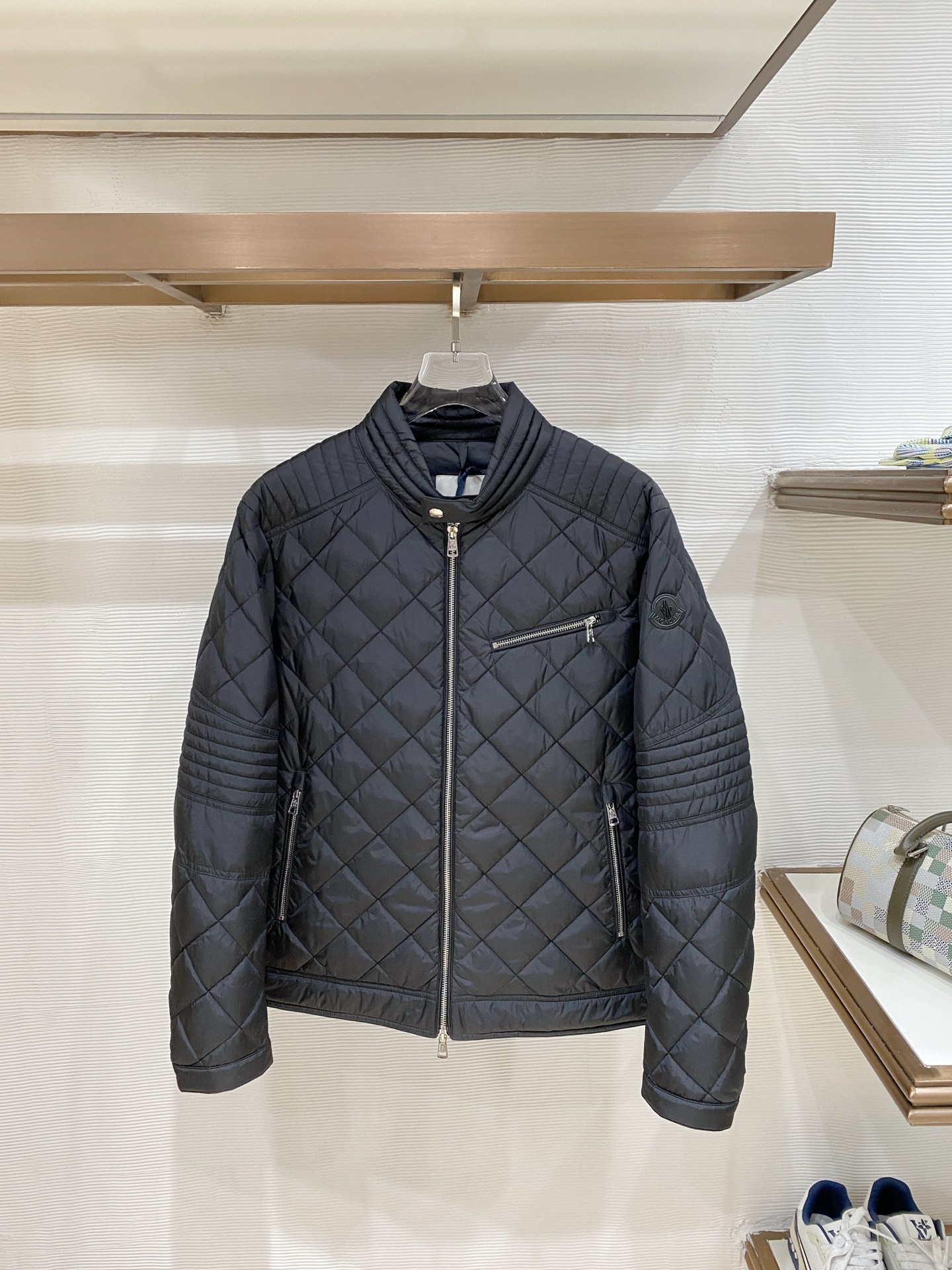 Moncler Black Diamond Quilted Bomber Jacket