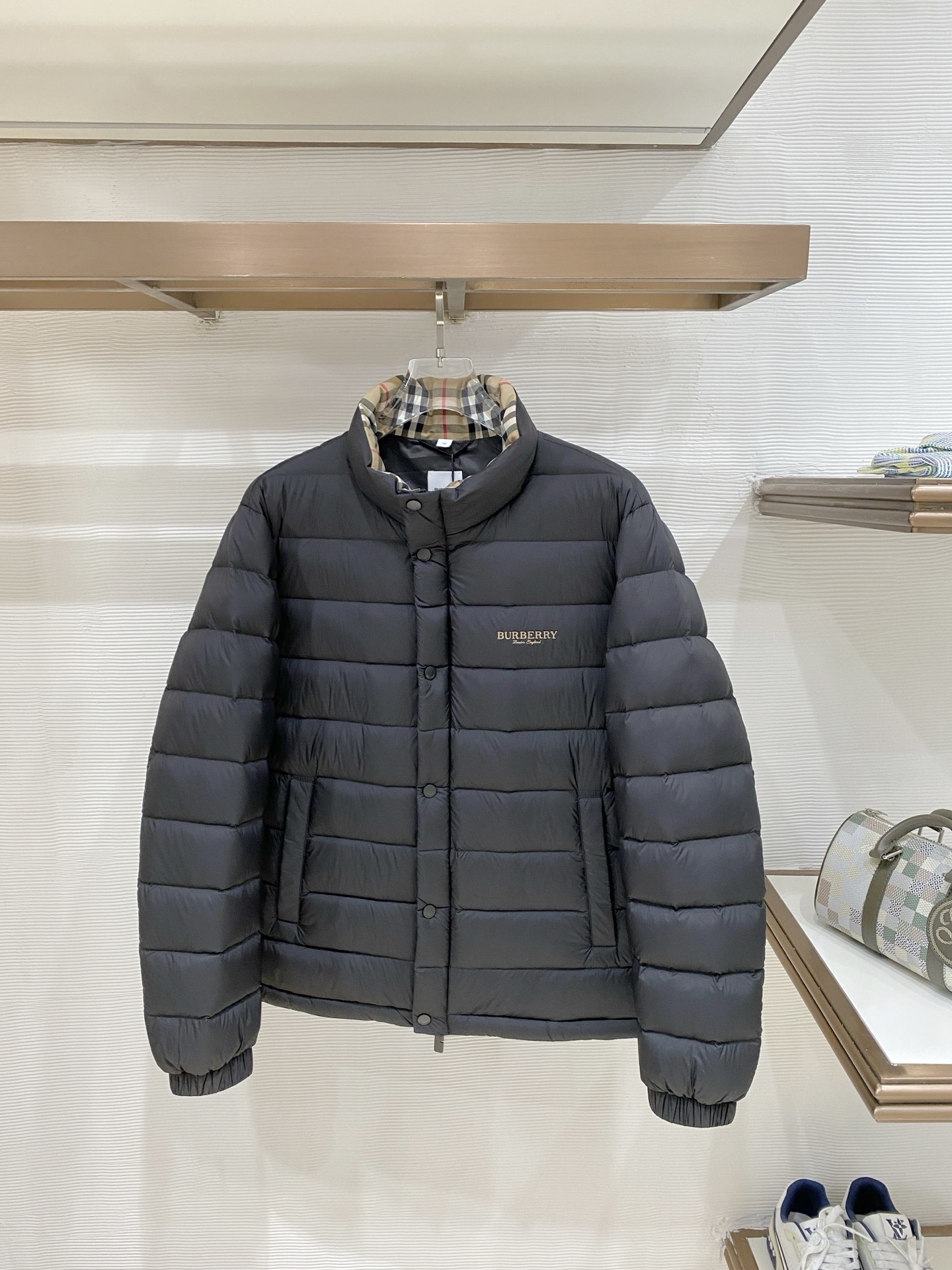 Burberry Black Stand Collar Puffer Jacket