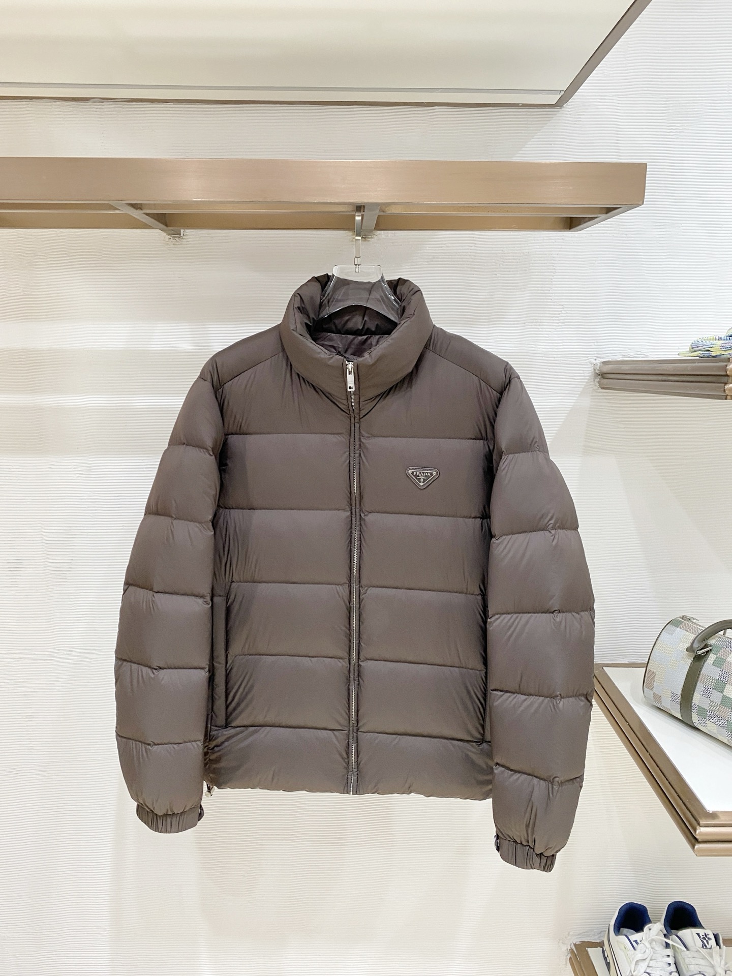 Prada Brown Stand Collar Puffer Jacket