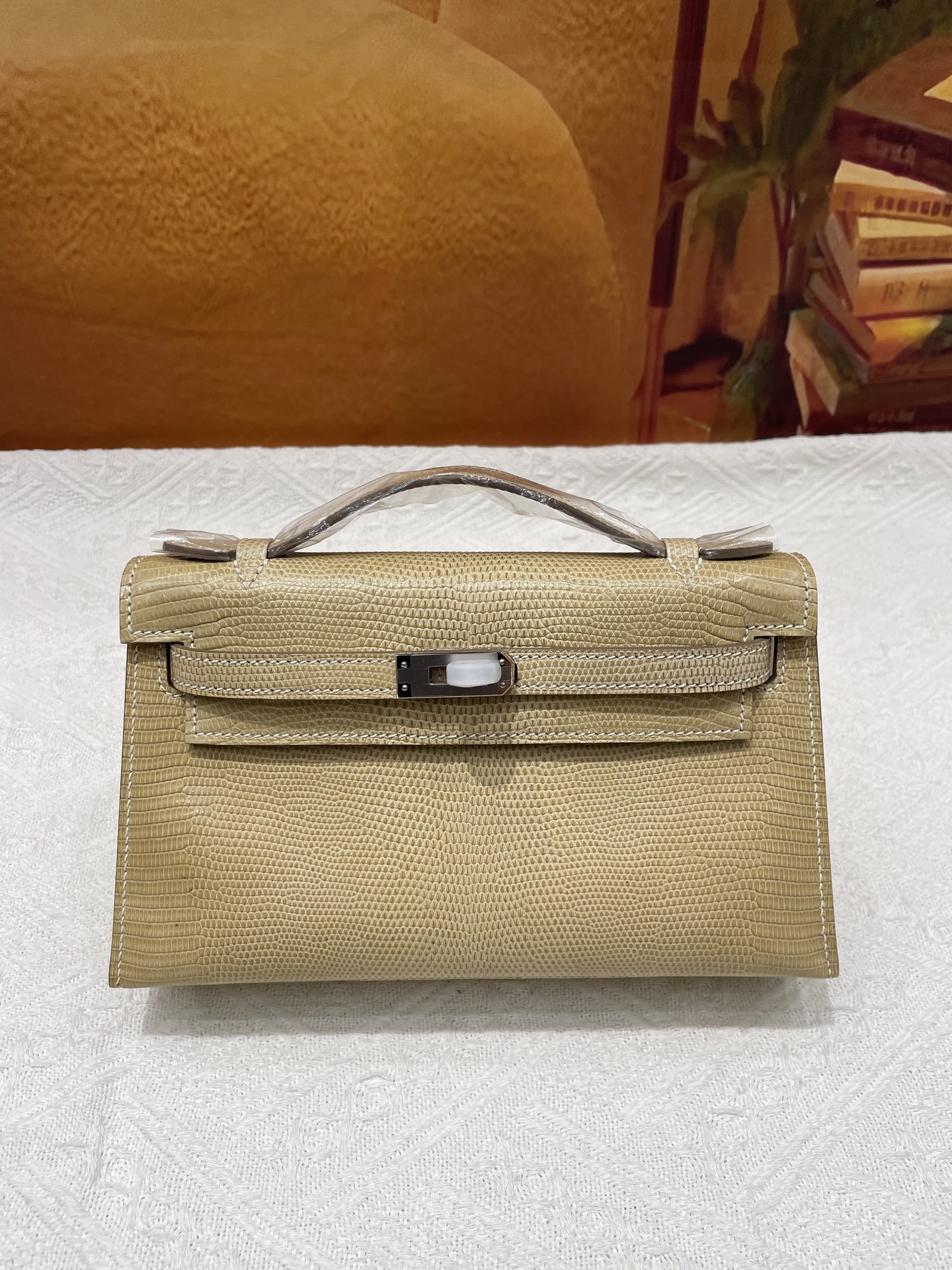 NO:851713,Lizard skin first generation beige silver buckle in stock, Hermes, hermes, Hermes,19860909蜥蜴皮一代米色银扣现货,爱马仕,hermes,Hermes,,Bag